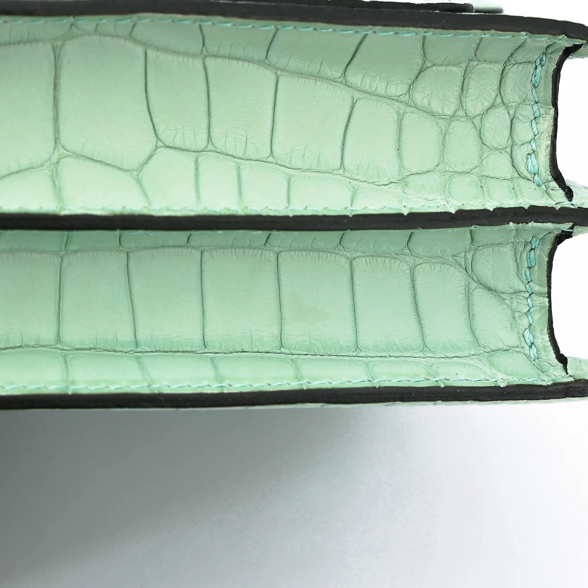 Unused ( Rank NS ) HERMÈS Roulis Mini Vert d’Eau (6U) Matte Alligator Palladium hardware U (2022) - 12