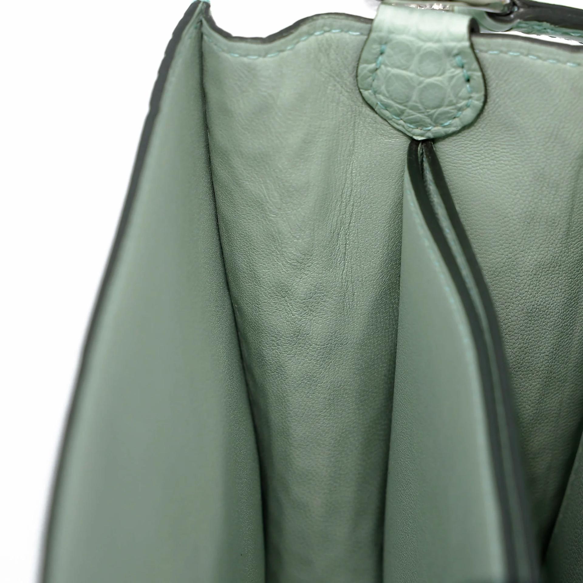 Unused ( Rank NS ) HERMÈS Roulis Mini Vert d’Eau (6U) Matte Alligator Palladium hardware U (2022) - 21