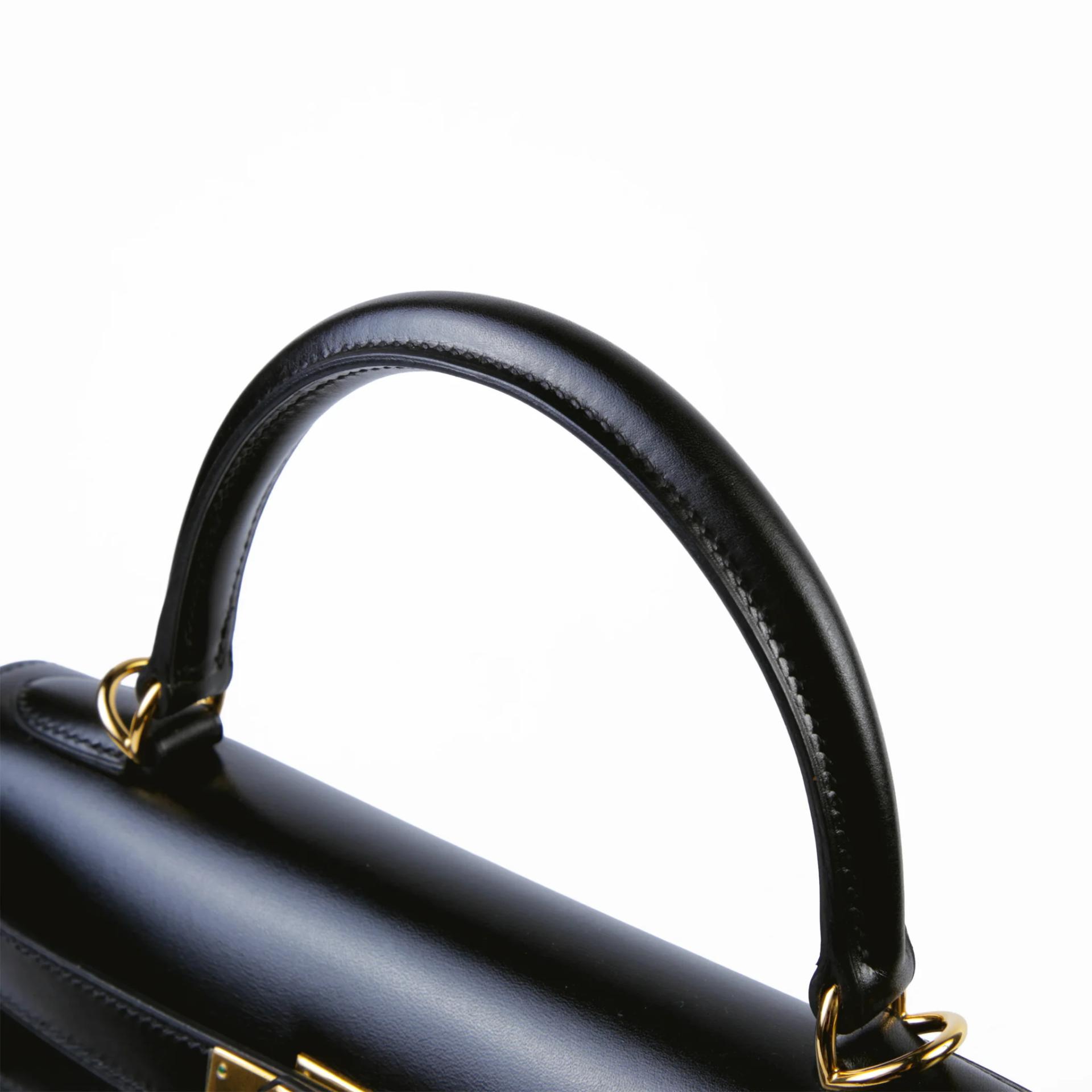 ランク A HERMÈS エルメス ケリー28 セリエ ブラック (89) ボックスカーフ ゴールド金具 □J刻印 (2006) - 3