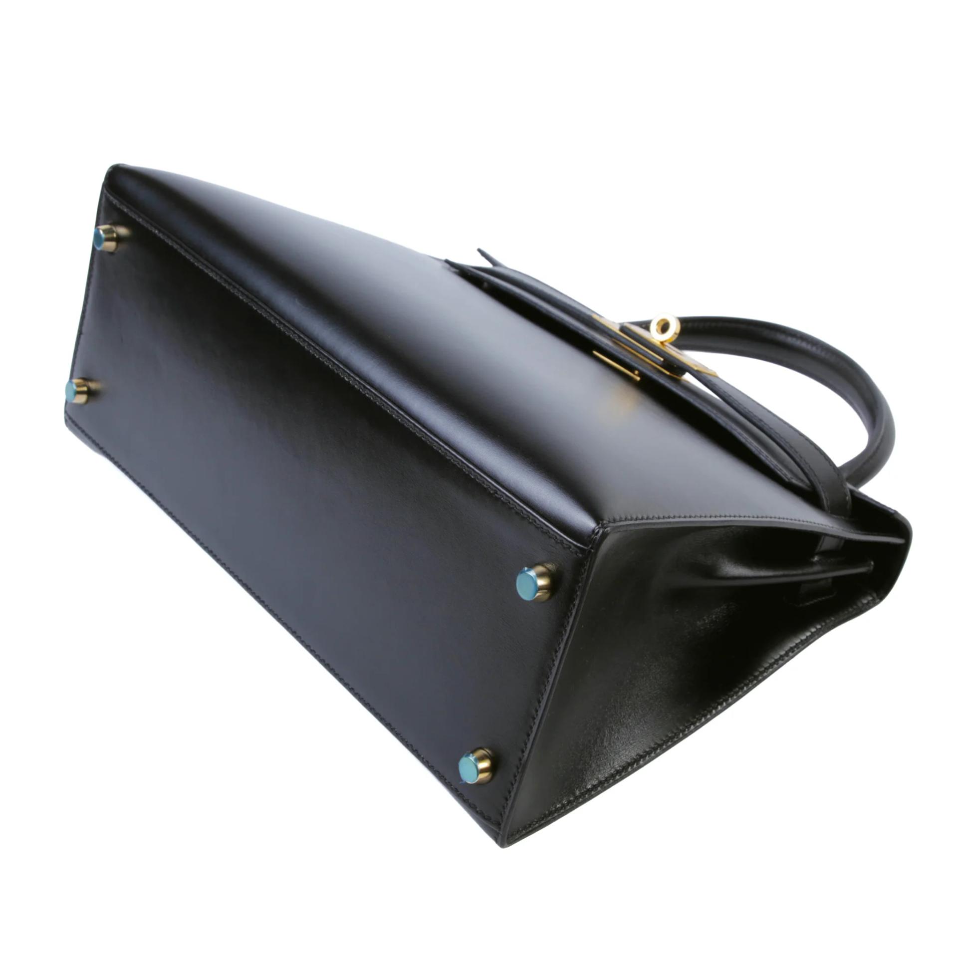 ランク A HERMÈS エルメス ケリー28 セリエ ブラック (89) ボックスカーフ ゴールド金具 □J刻印 (2006) - 5