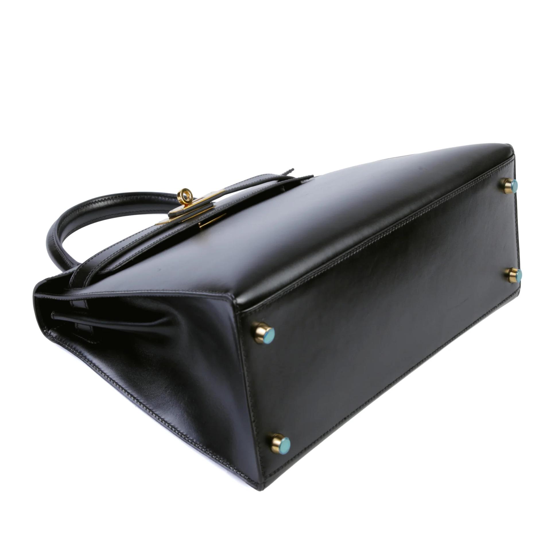 ランク A HERMÈS エルメス ケリー28 セリエ ブラック (89) ボックスカーフ ゴールド金具 □J刻印 (2006) - 4