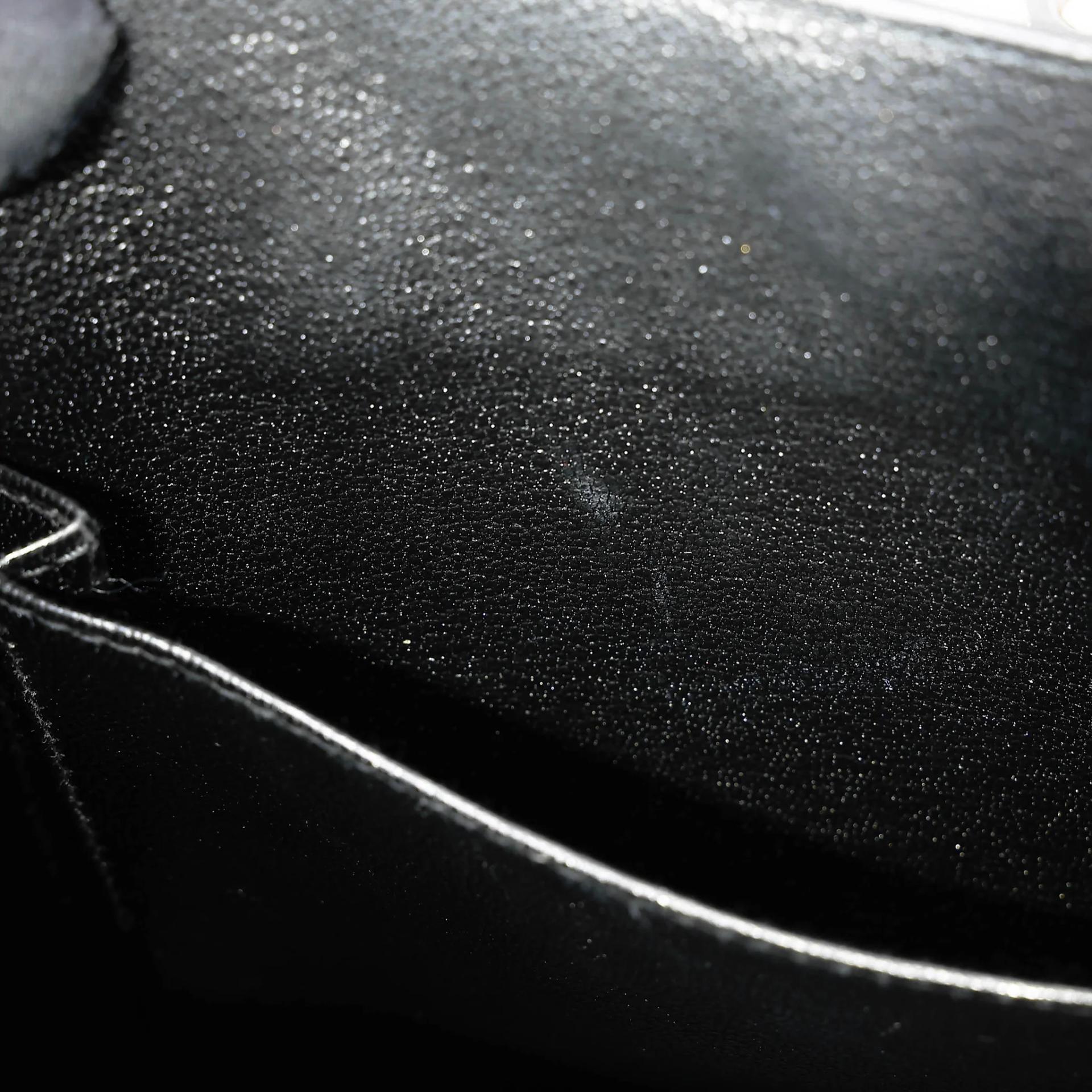 Good ( Rank AB) HERMÈS Kelly 25 Sellier Noir (89) Epsom Palladium hardware Z (2021) - 33