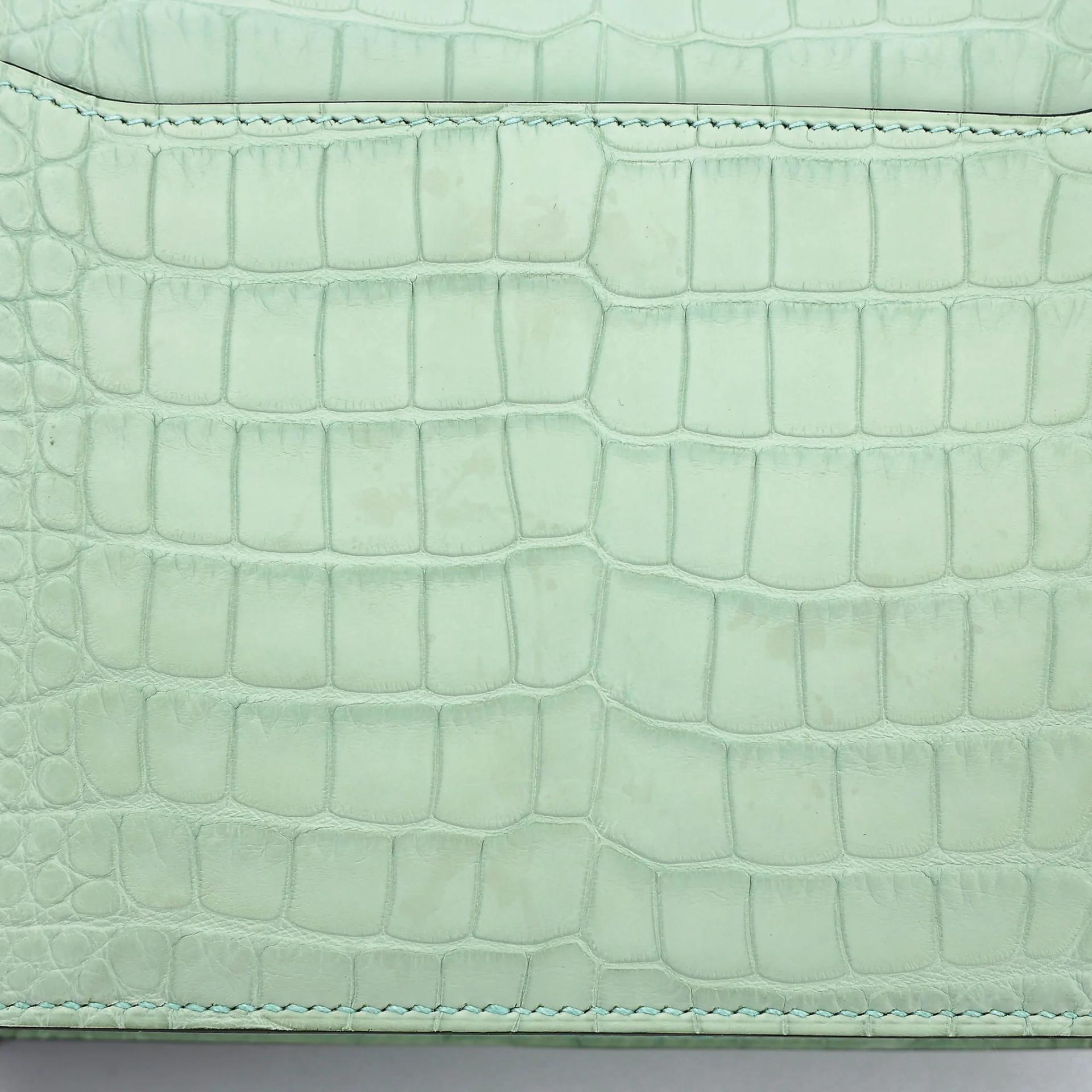 Unused ( Rank NS ) HERMÈS Roulis Mini Vert d’Eau (6U) Matte Alligator Palladium hardware U (2022) - 8