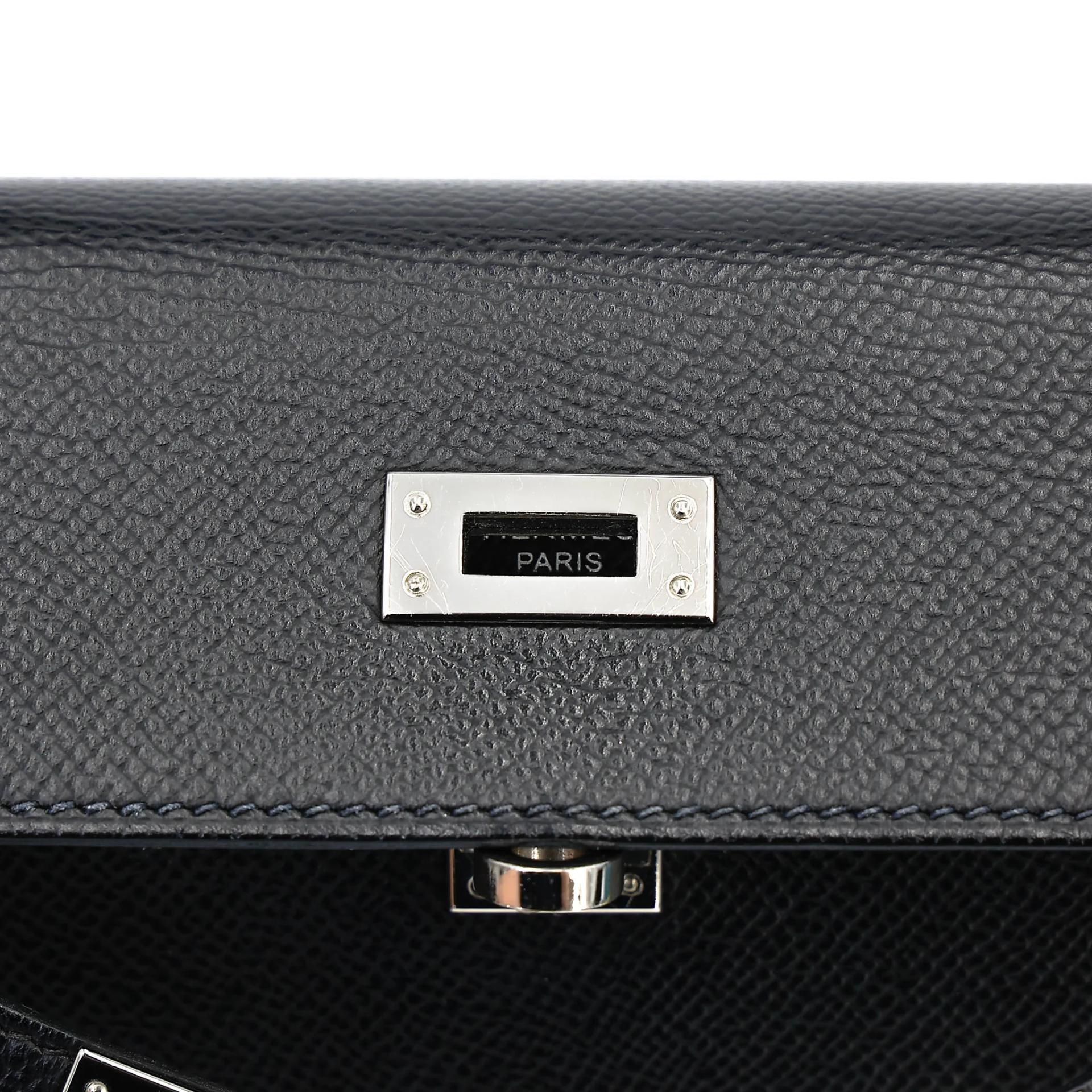 Good ( Rank AB) HERMÈS Kelly 25 Sellier Noir (89) Epsom Palladium hardware Z (2021) - 15