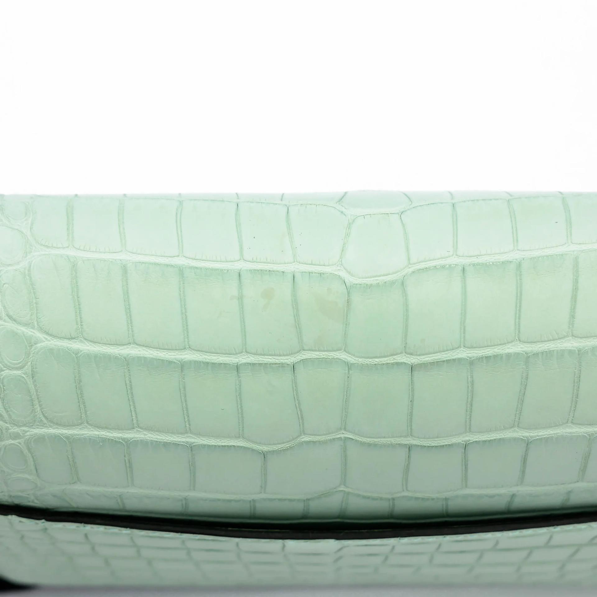 Unused ( Rank NS ) HERMÈS Roulis Mini Vert d’Eau (6U) Matte Alligator Palladium hardware U (2022) - 9
