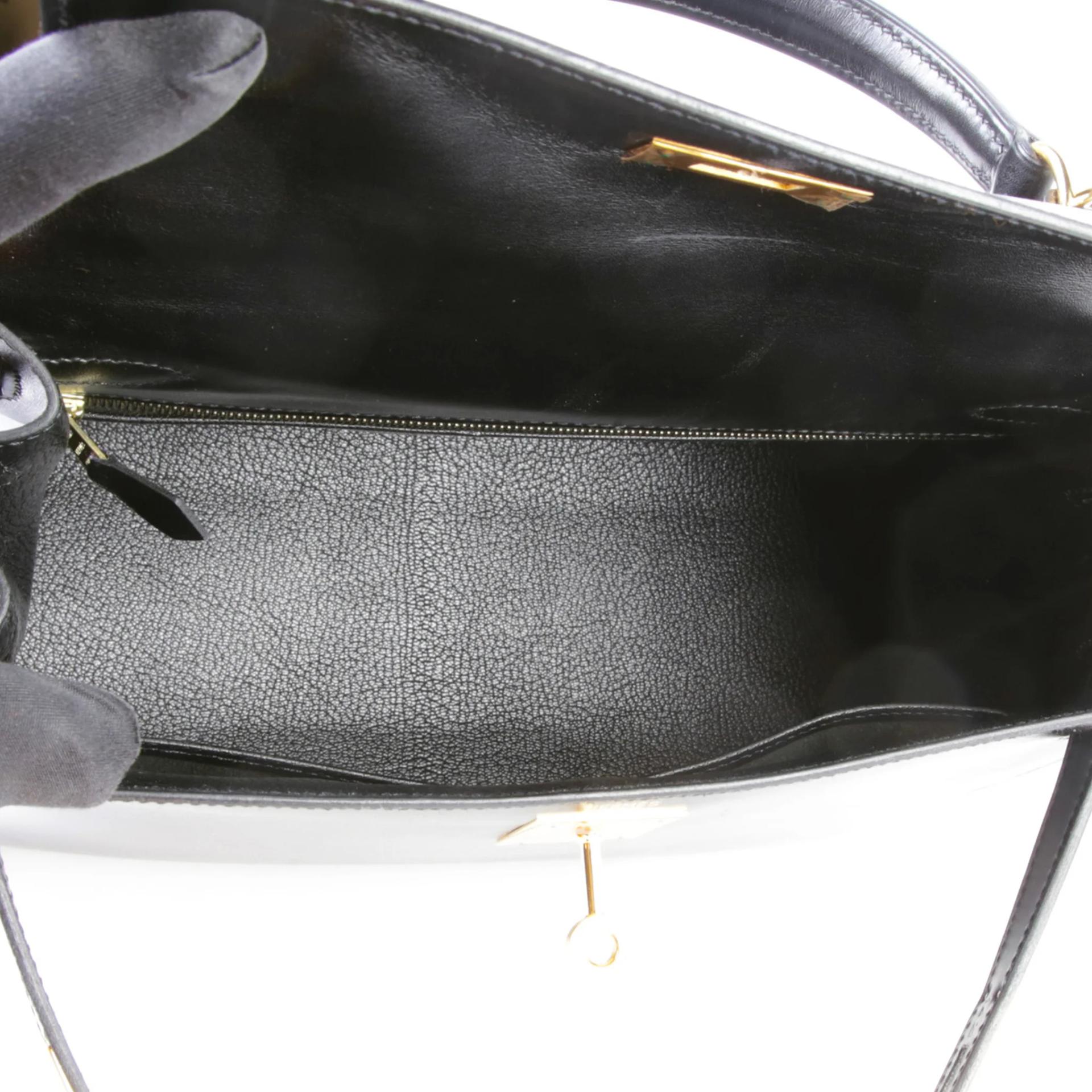 ランク A HERMÈS エルメス ケリー28 セリエ ブラック (89) ボックスカーフ ゴールド金具 □J刻印 (2006) - 12