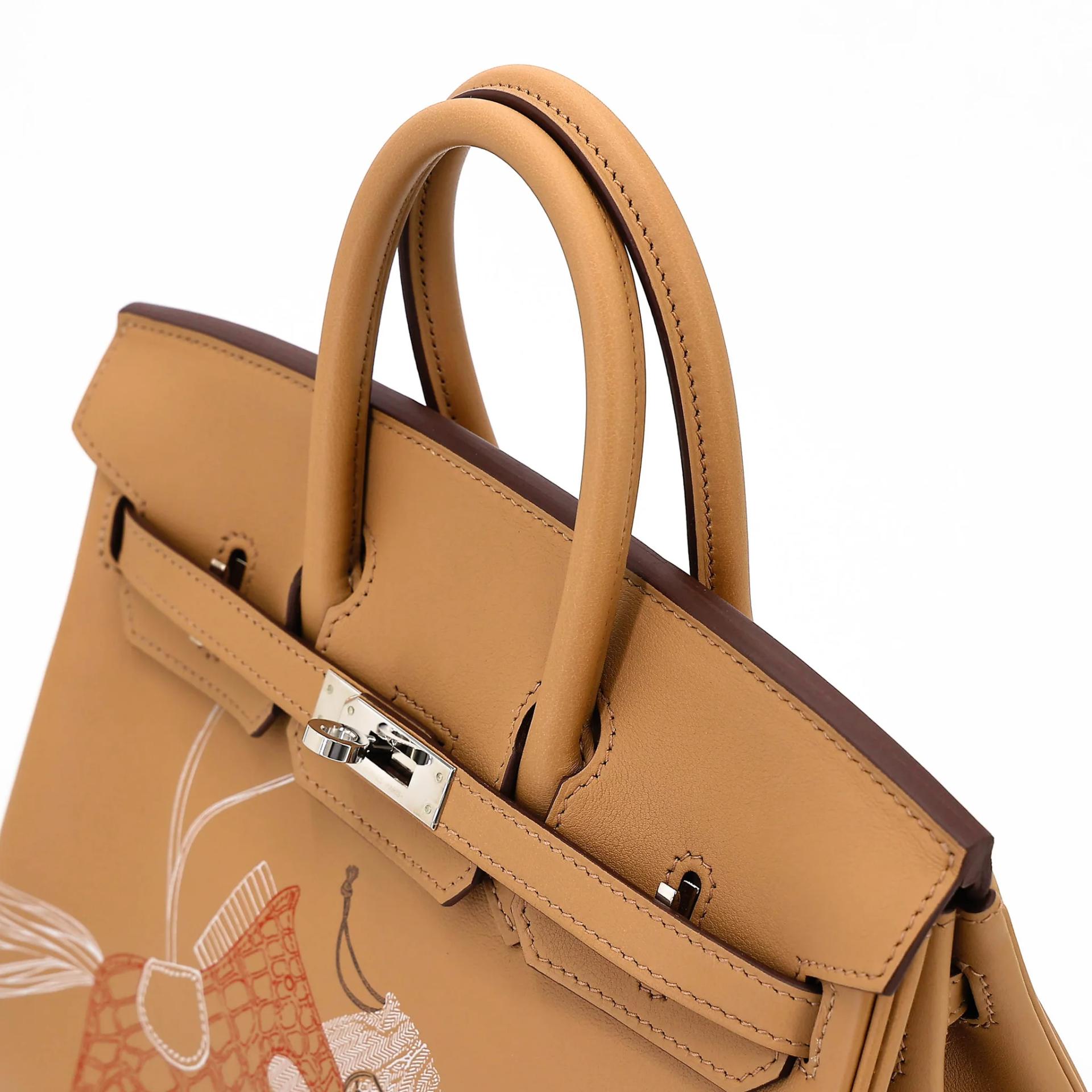 Excellent ( Rank SA ) HERMÈS Limited Edition Birkin 25 In & Out Biscuit (4B) Swift Palladium hardware Z (2021) - 3