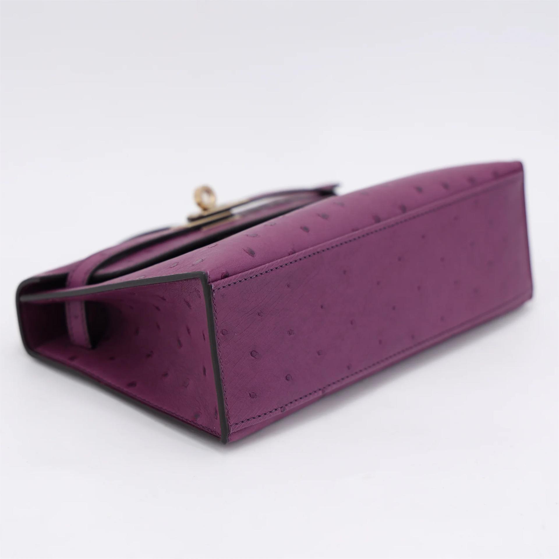 Unused ( Rank NS ) HERMÈS Kelly Pochette Violet (96) Ostrich Gold hardware U (2022) - 4