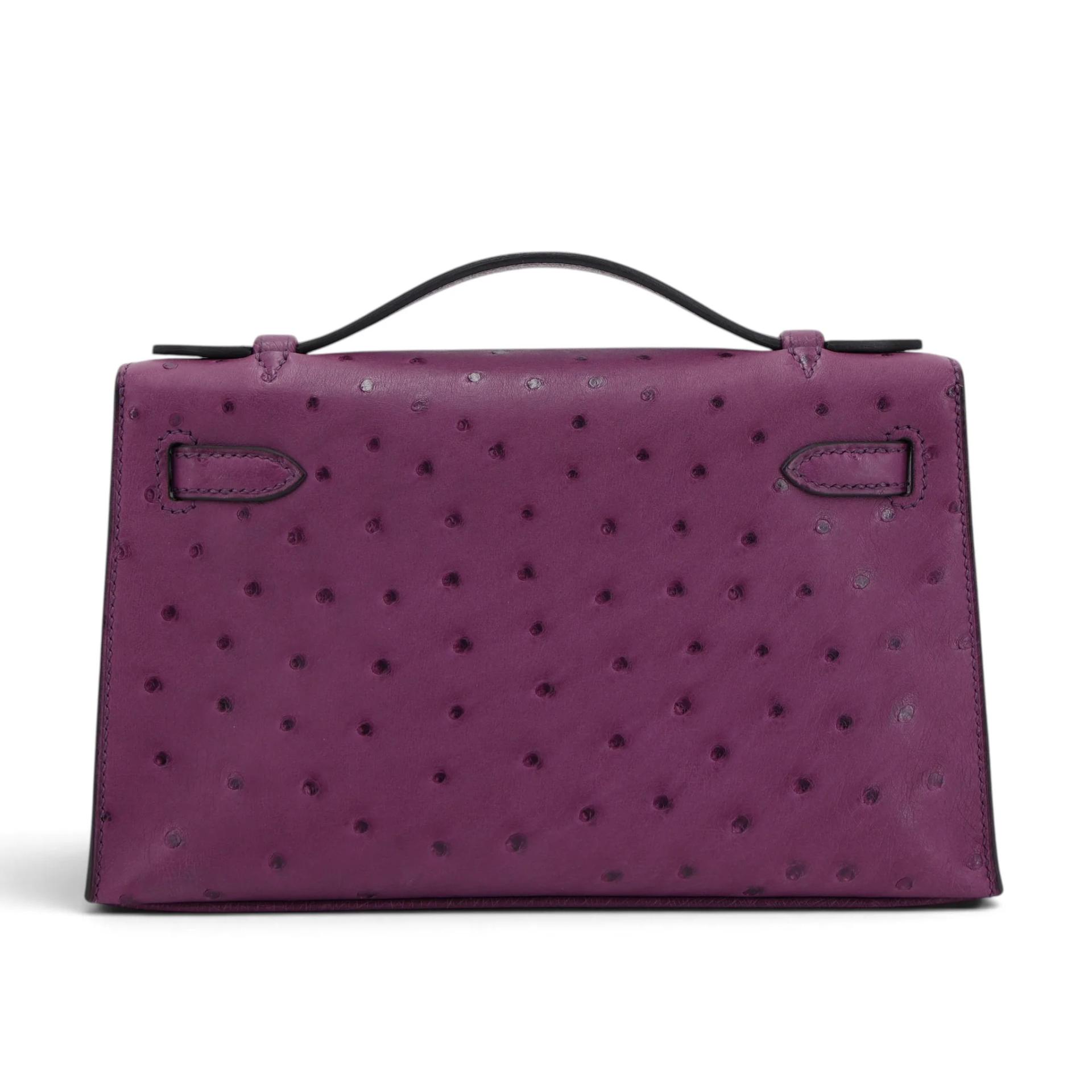 Unused ( Rank NS ) HERMÈS Kelly Pochette Violet (96) Ostrich Gold hardware U (2022) - 2