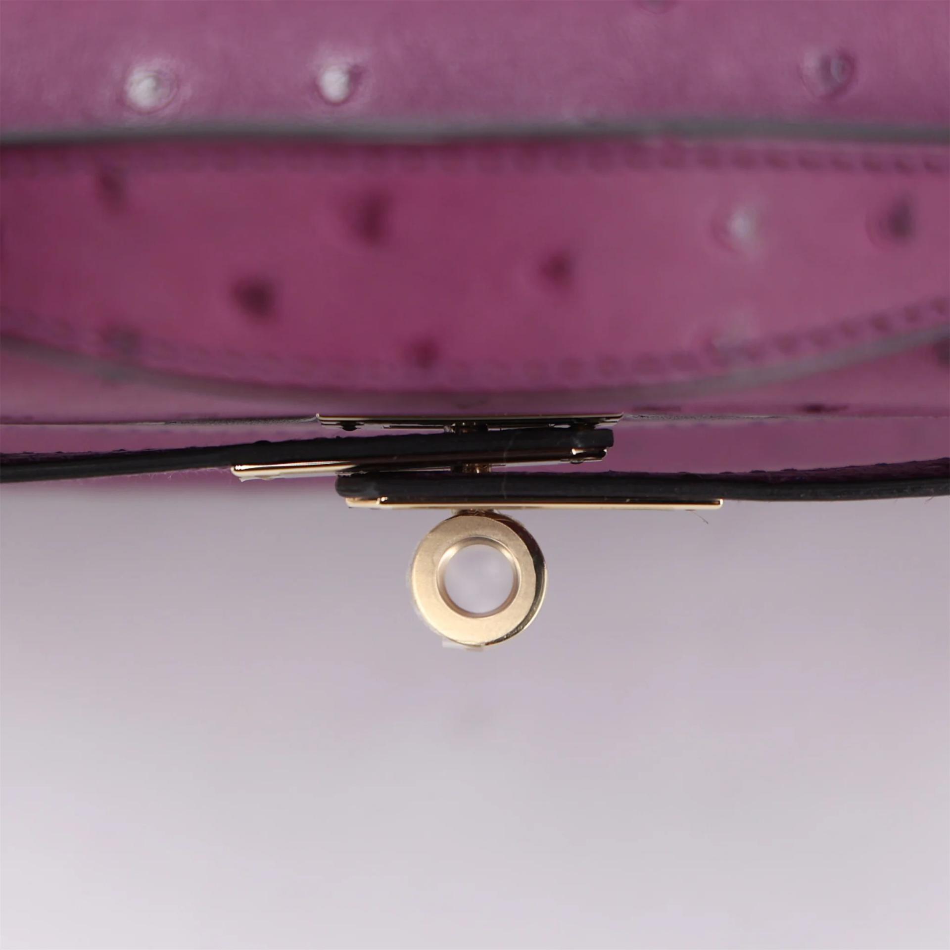 Unused ( Rank NS ) HERMÈS Kelly Pochette Violet (96) Ostrich Gold hardware U (2022) - 9