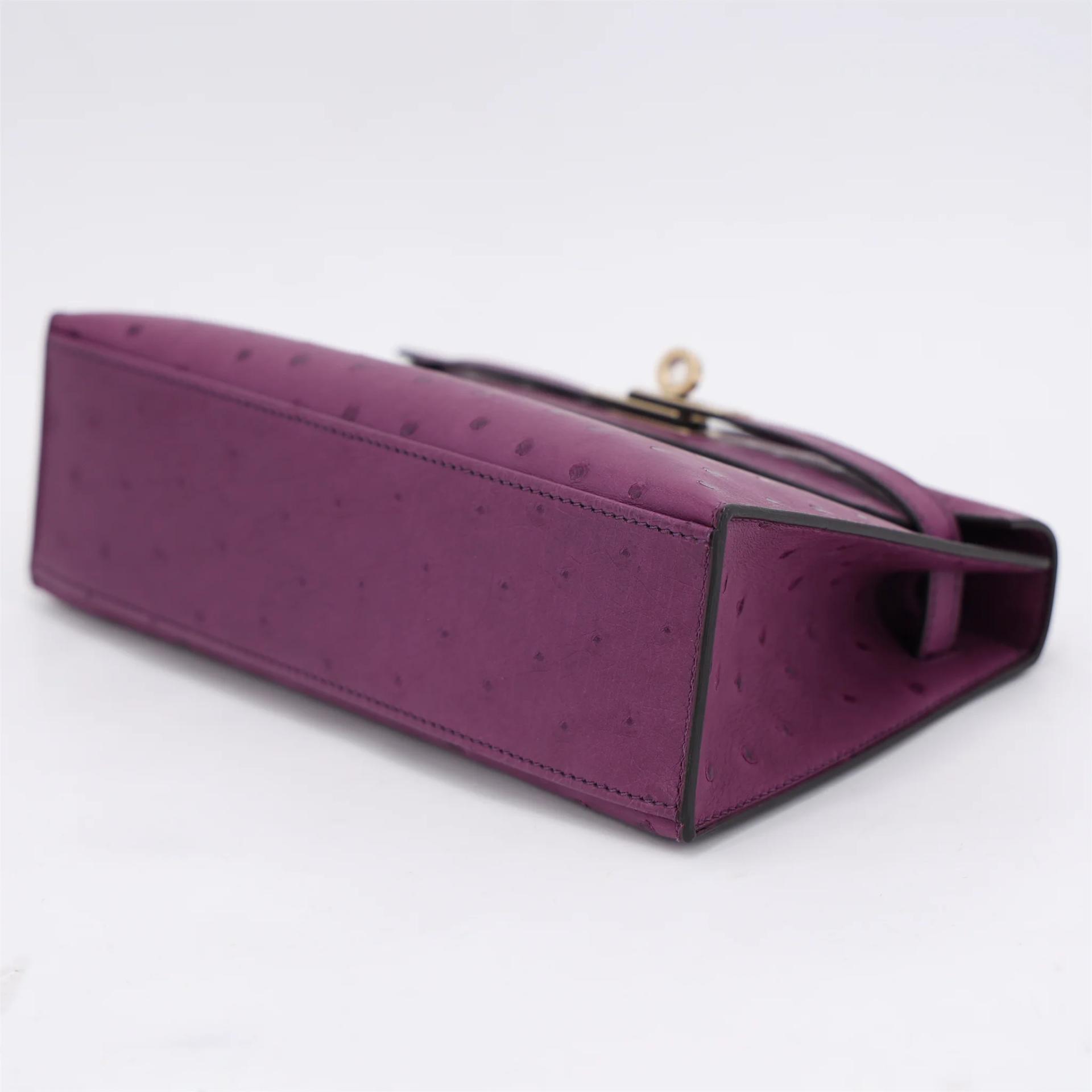 Unused ( Rank NS ) HERMÈS Kelly Pochette Violet (96) Ostrich Gold hardware U (2022) - 5