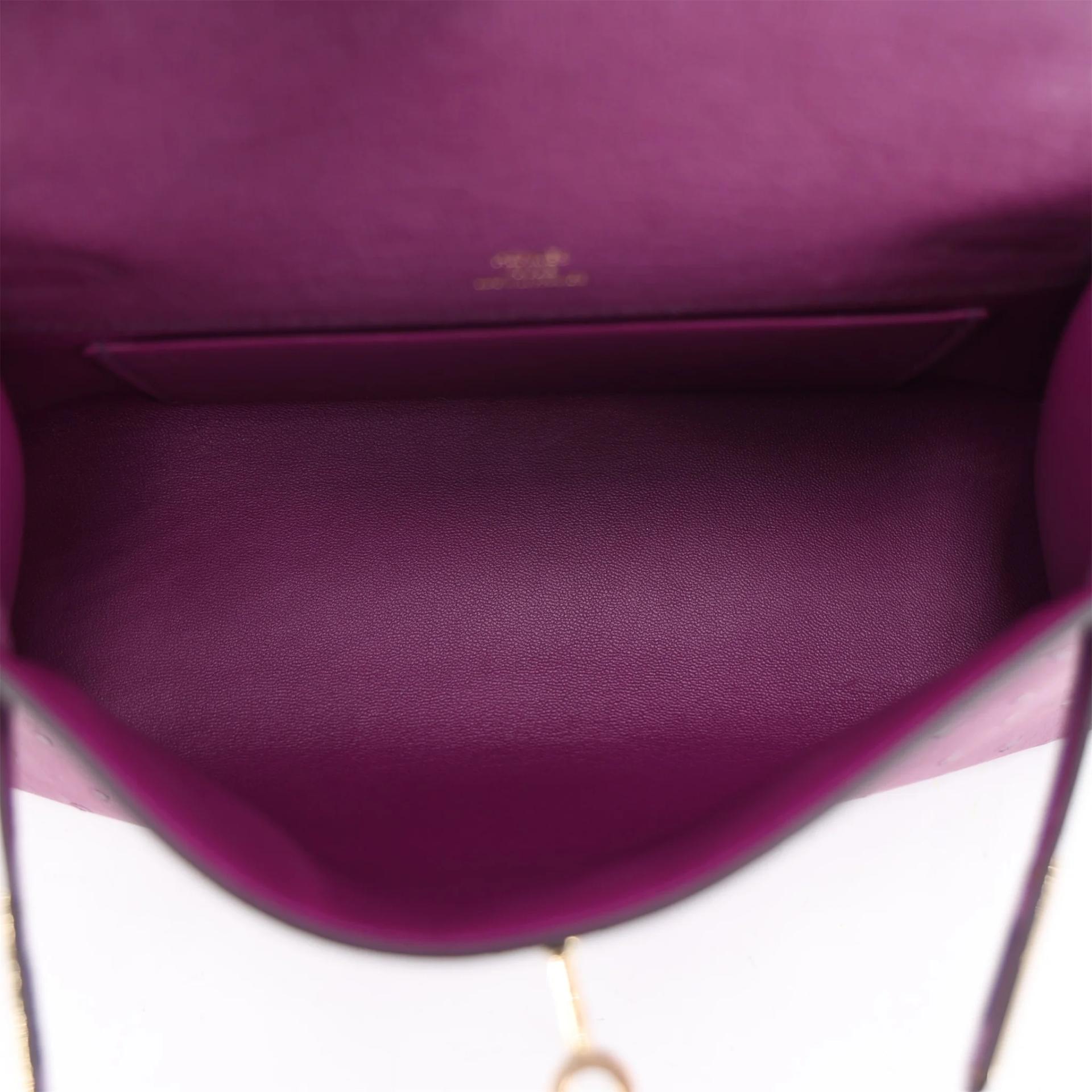 Unused ( Rank NS ) HERMÈS Kelly Pochette Violet (96) Ostrich Gold hardware U (2022) - 14