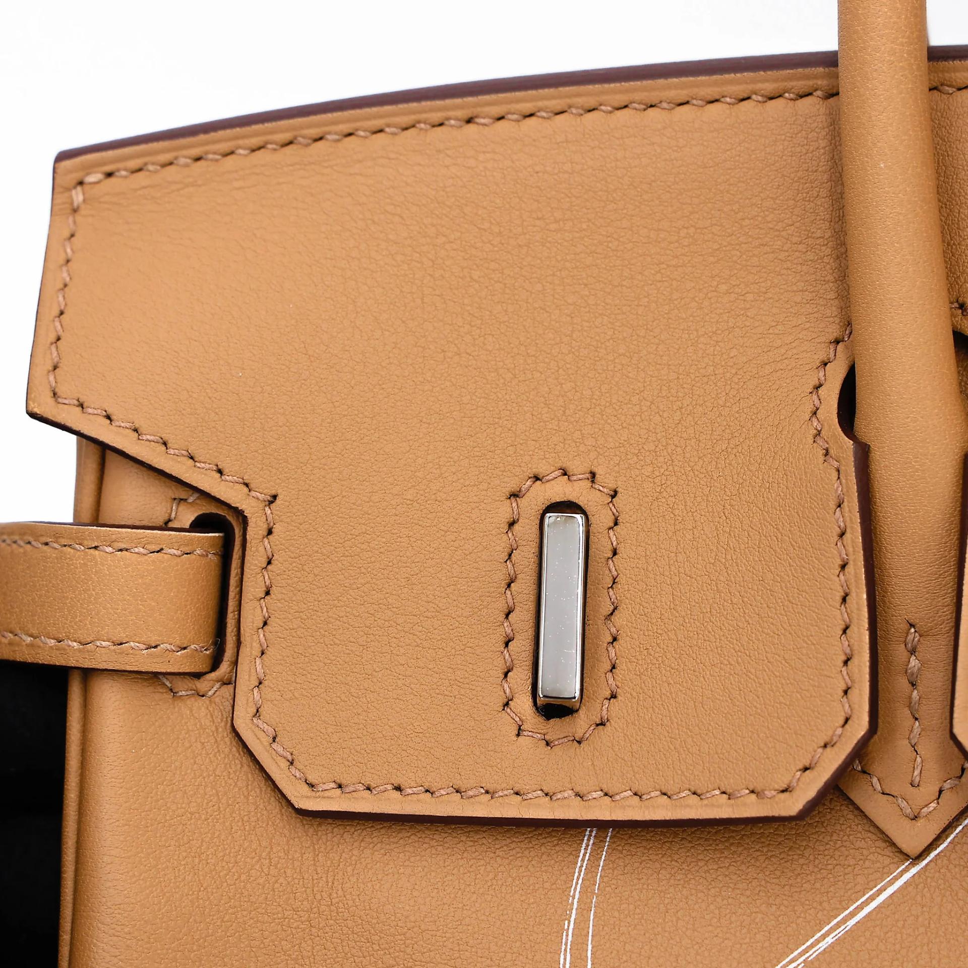 Excellent ( Rank SA ) HERMÈS Limited Edition Birkin 25 In & Out Biscuit (4B) Swift Palladium hardware Z (2021) - 11