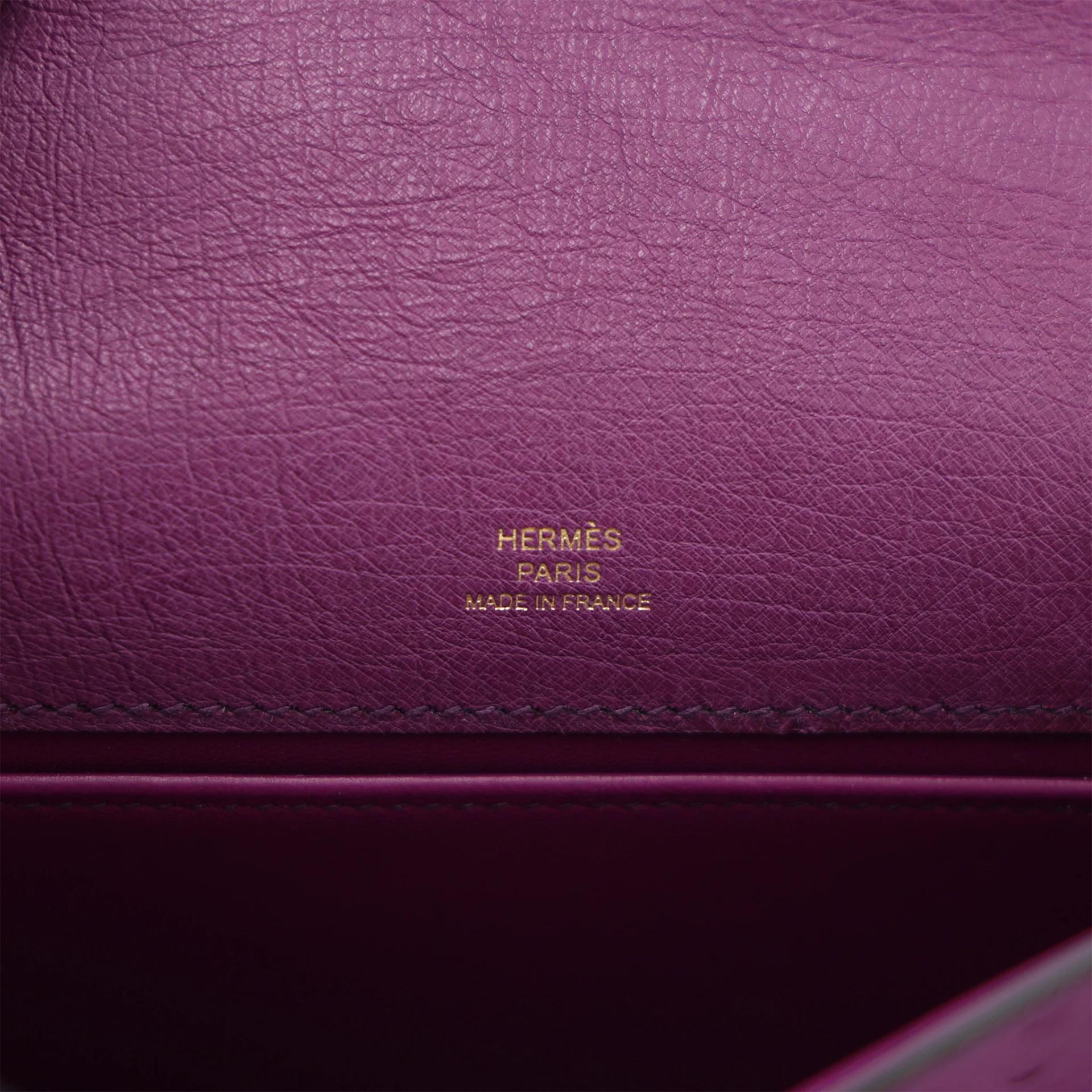 Unused ( Rank NS ) HERMÈS Kelly Pochette Violet (96) Ostrich Gold hardware U (2022) - 11