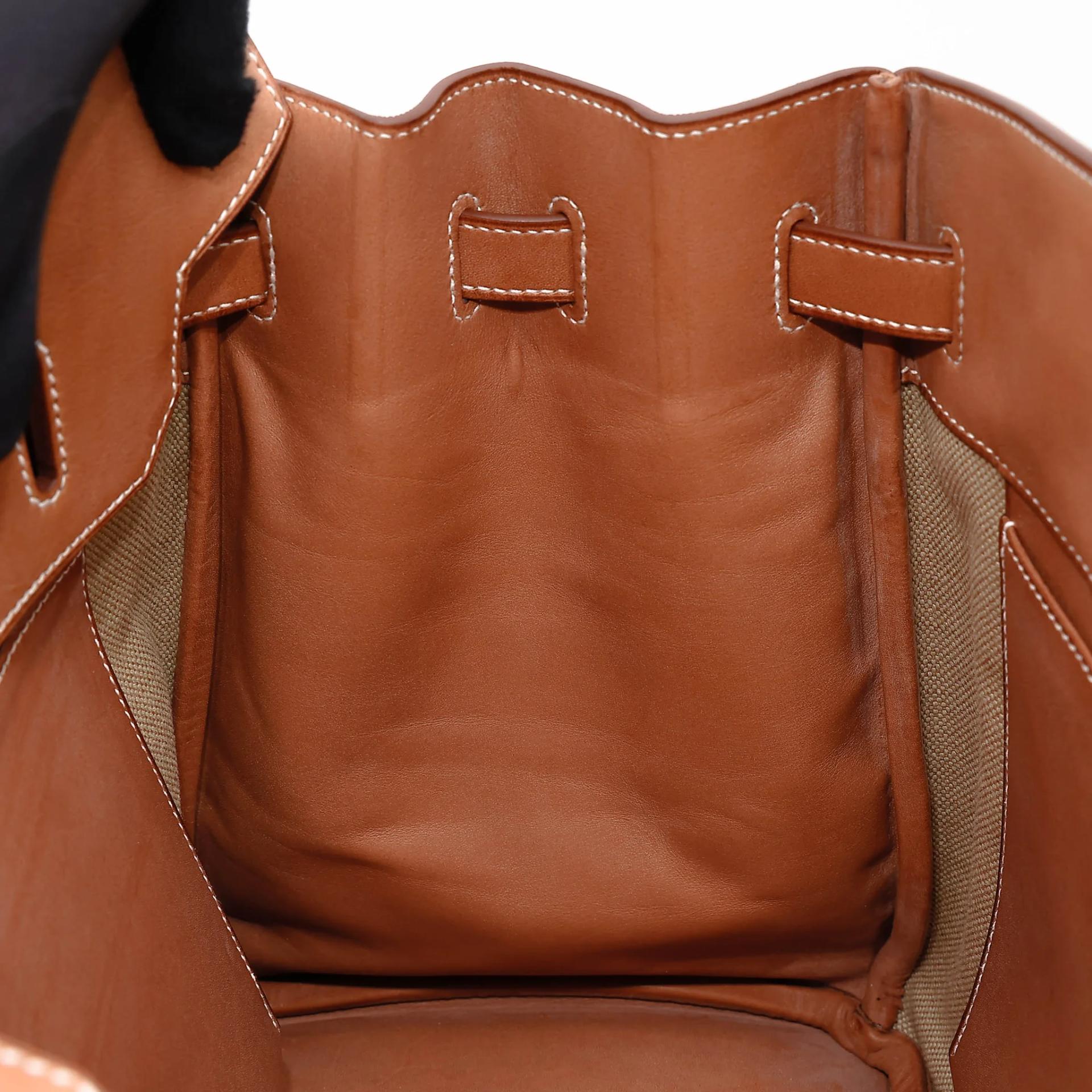 Excellent ( Rank SA ) HERMÈS Limited Edition Birkin 35 Flag Fauve (34) Barenia Toile H canvas Permabrass hardware Square R (2014) - 39