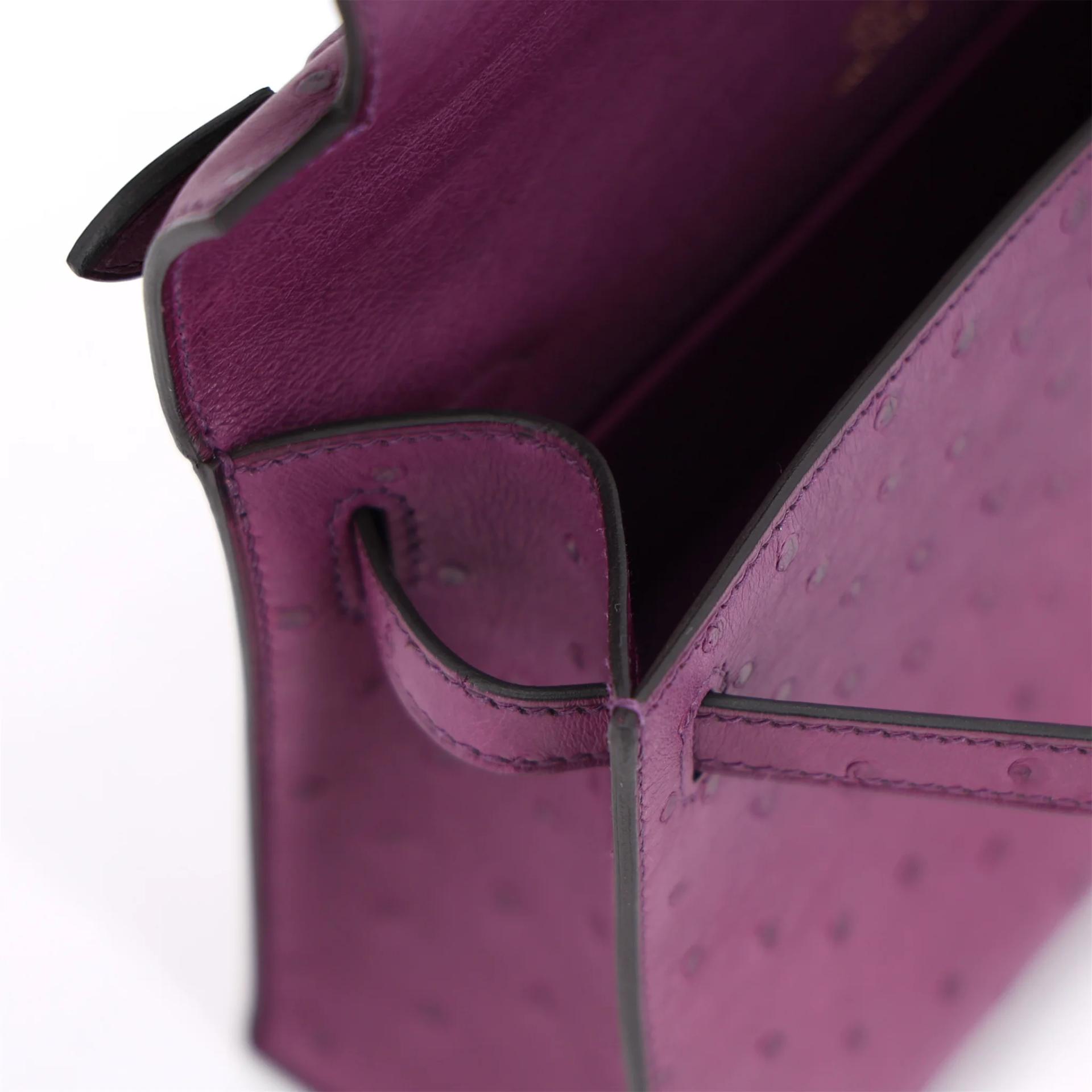 Unused ( Rank NS ) HERMÈS Kelly Pochette Violet (96) Ostrich Gold hardware U (2022) - 12