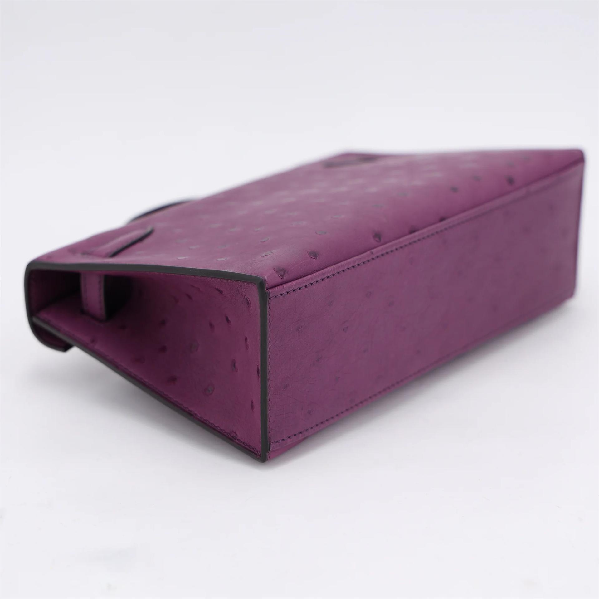 Unused ( Rank NS ) HERMÈS Kelly Pochette Violet (96) Ostrich Gold hardware U (2022) - 6