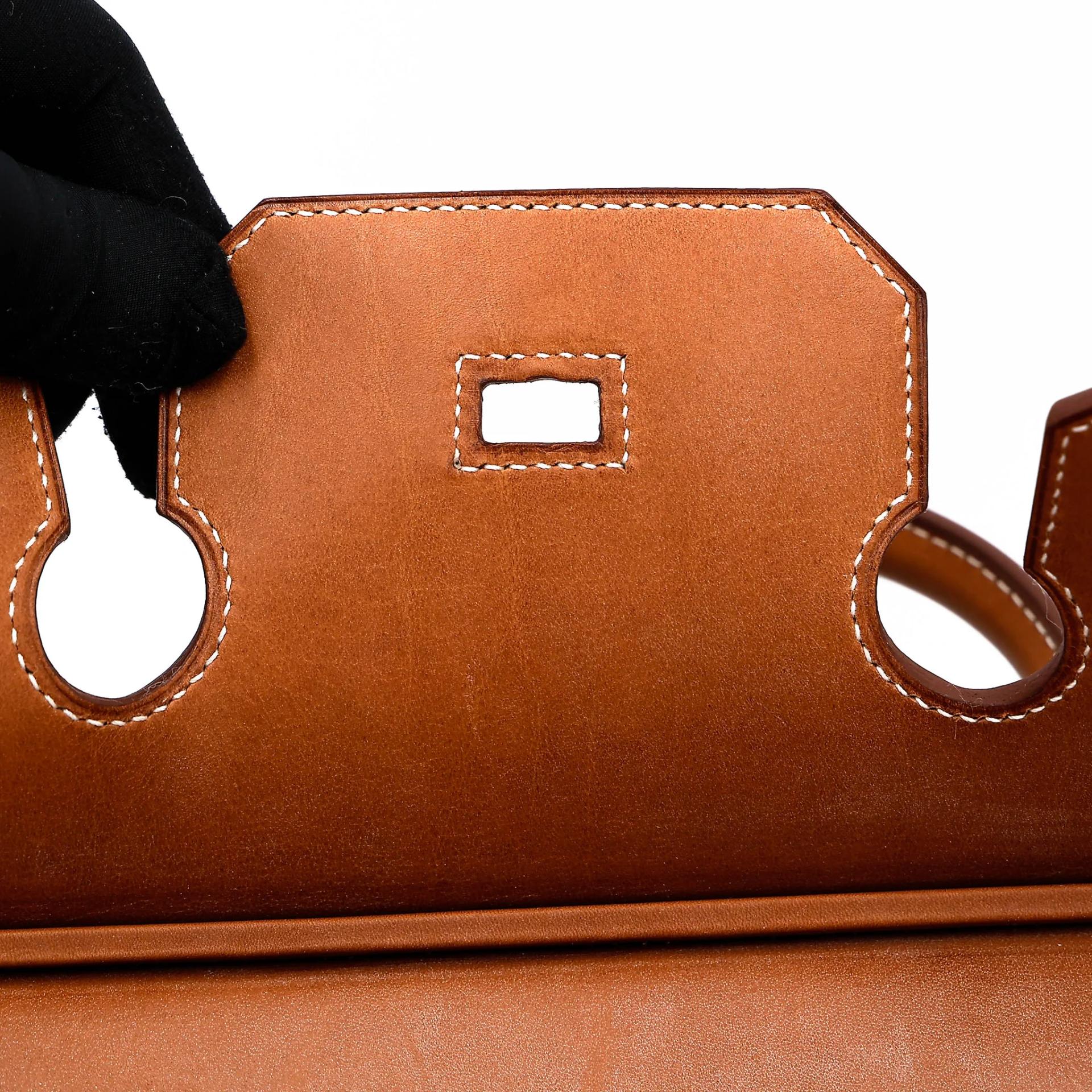 Excellent ( Rank SA ) HERMÈS Limited Edition Birkin 35 Flag Fauve (34) Barenia Toile H canvas Permabrass hardware Square R (2014) - 28