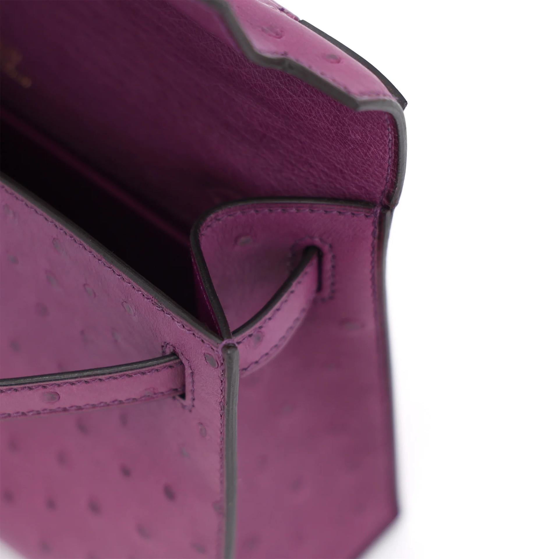Unused ( Rank NS ) HERMÈS Kelly Pochette Violet (96) Ostrich Gold hardware U (2022) - 13