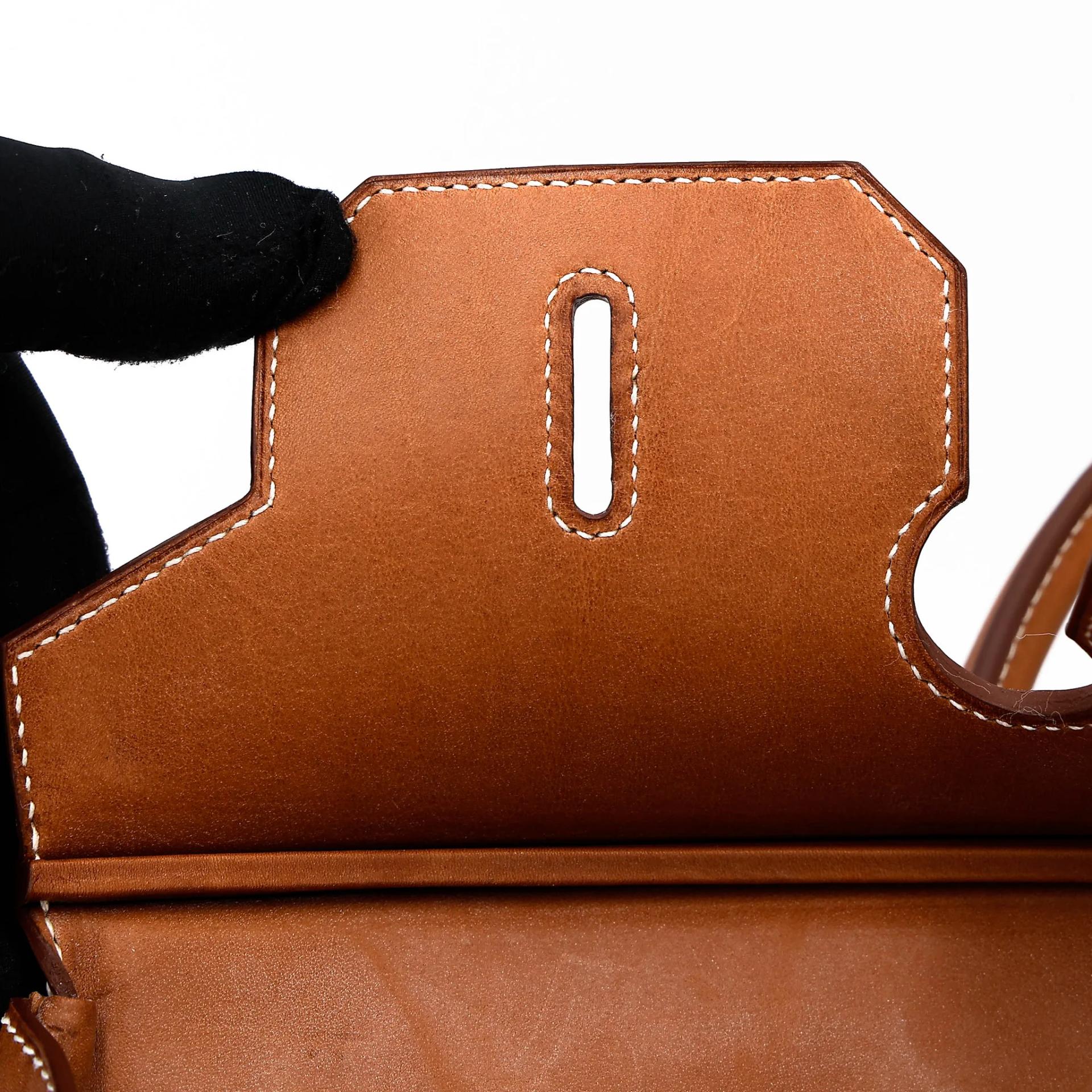 Excellent ( Rank SA ) HERMÈS Limited Edition Birkin 35 Flag Fauve (34) Barenia Toile H canvas Permabrass hardware Square R (2014) - 29