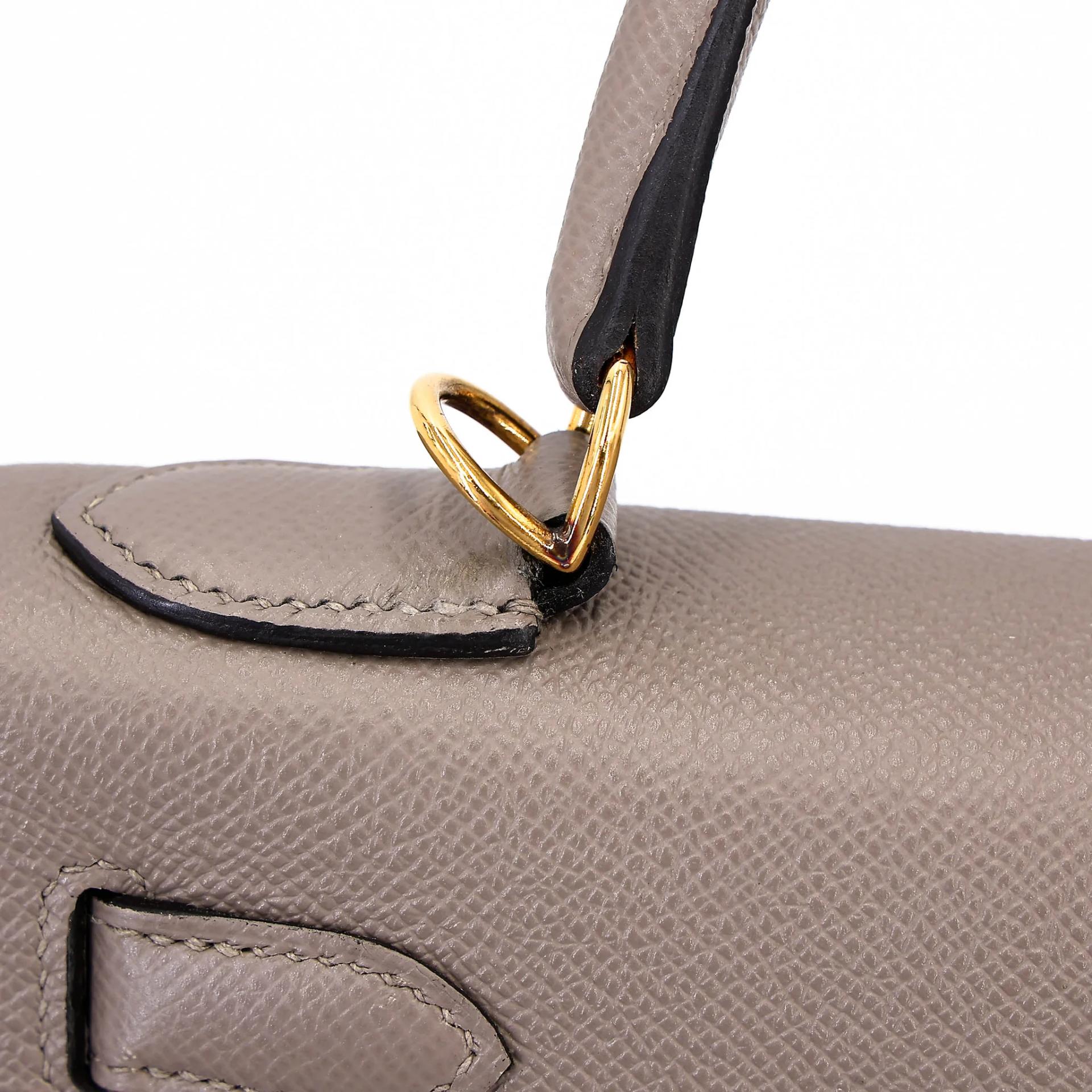 Very Good ( Rank A) HERMÈS Kelly 28 Seliier Gris Asphalte (M8) Epsom Gold hardware C (2018) - 10