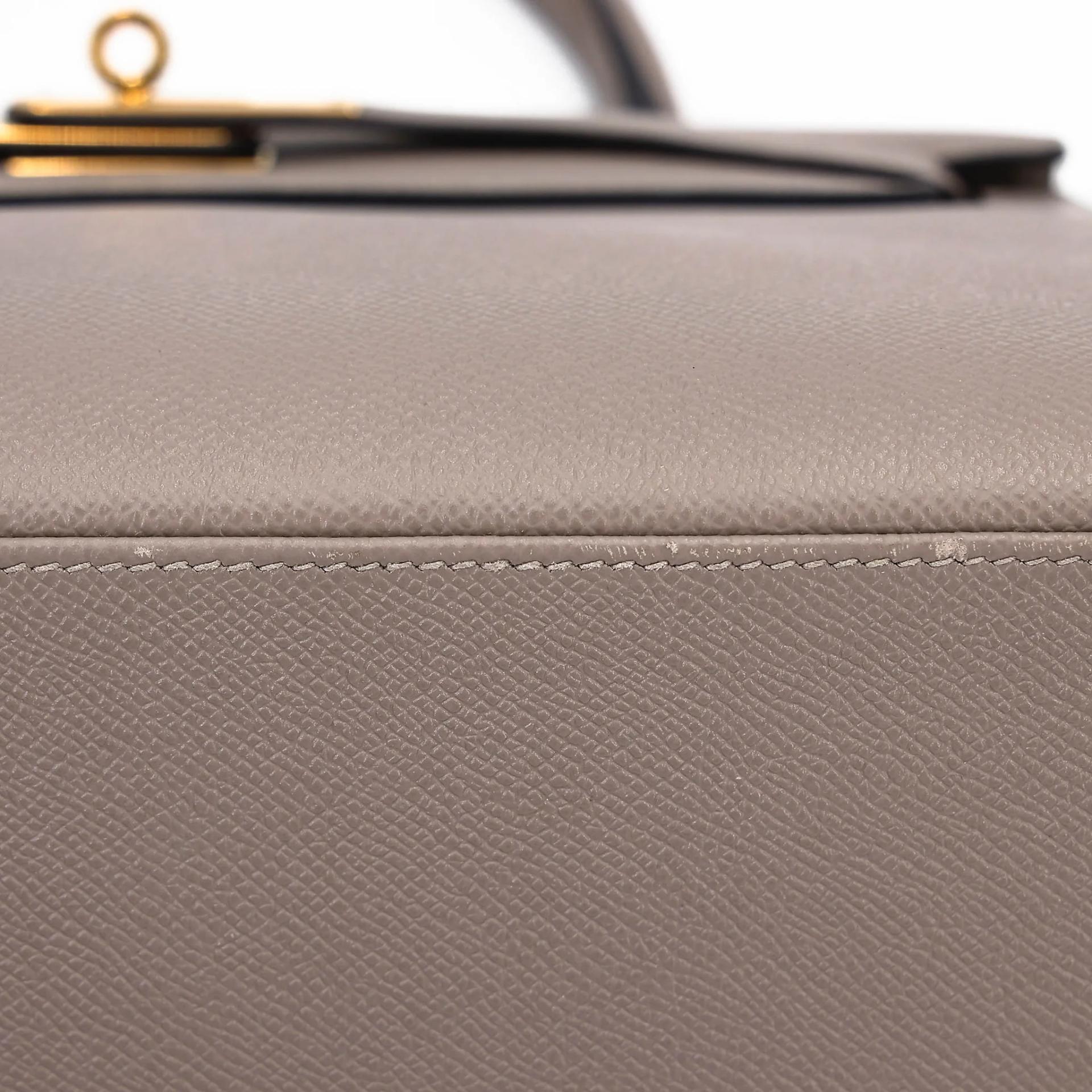 Very Good ( Rank A) HERMÈS Kelly 28 Seliier Gris Asphalte (M8) Epsom Gold hardware C (2018) - 20