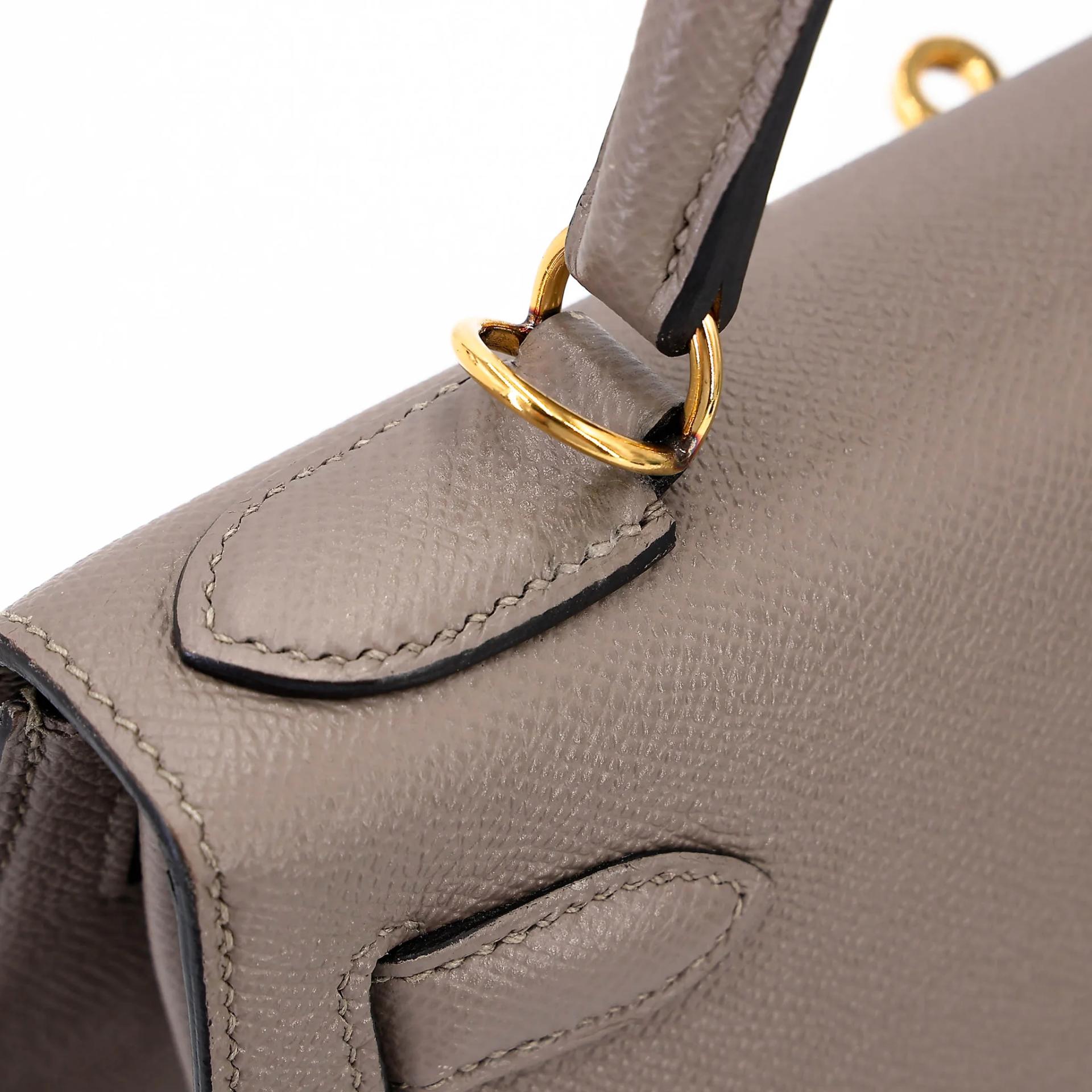 Very Good ( Rank A) HERMÈS Kelly 28 Seliier Gris Asphalte (M8) Epsom Gold hardware C (2018) - 7