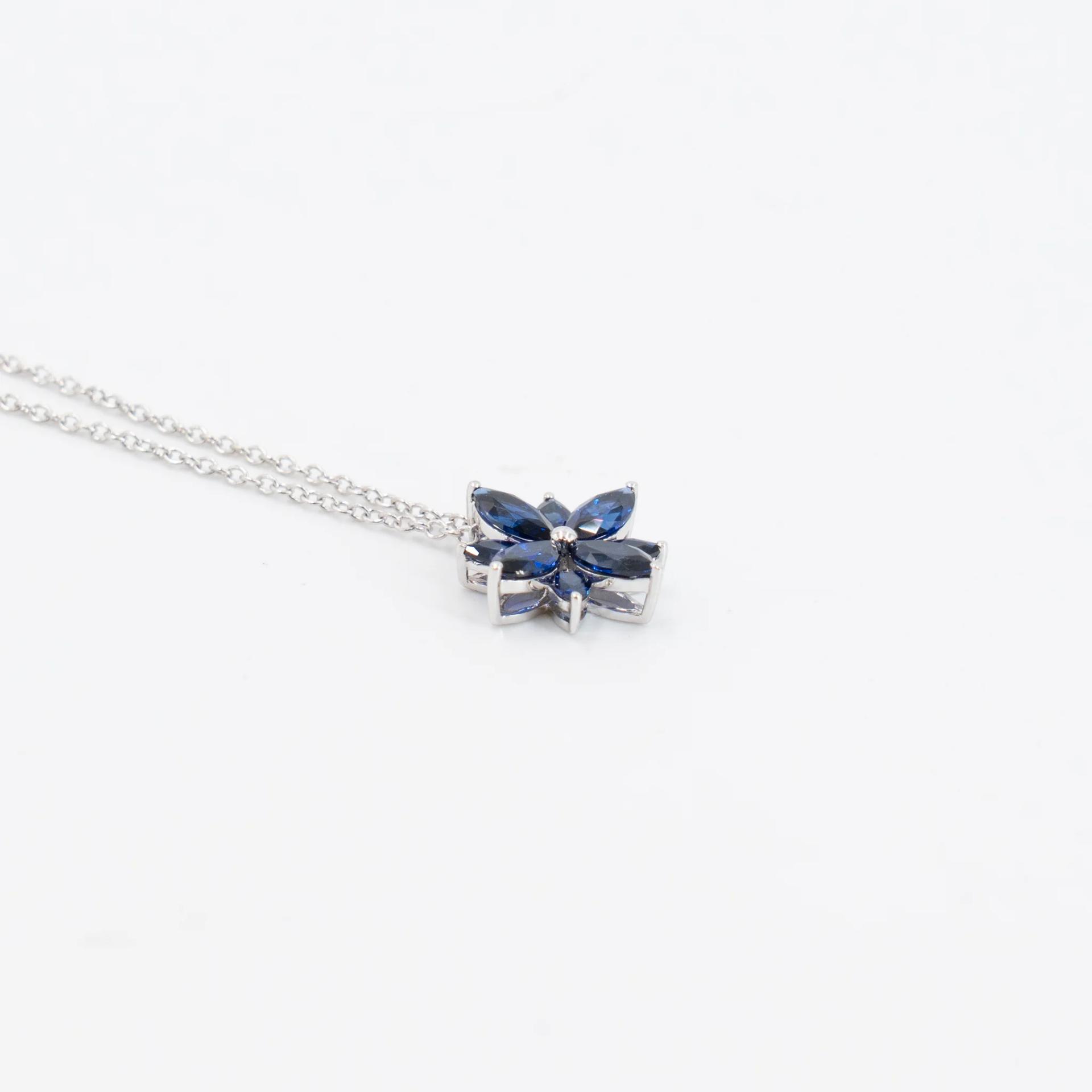 Brand New ( Rank N ) Mira MIRA Lumiere Star Necklace Blue 18K White Gold - 5