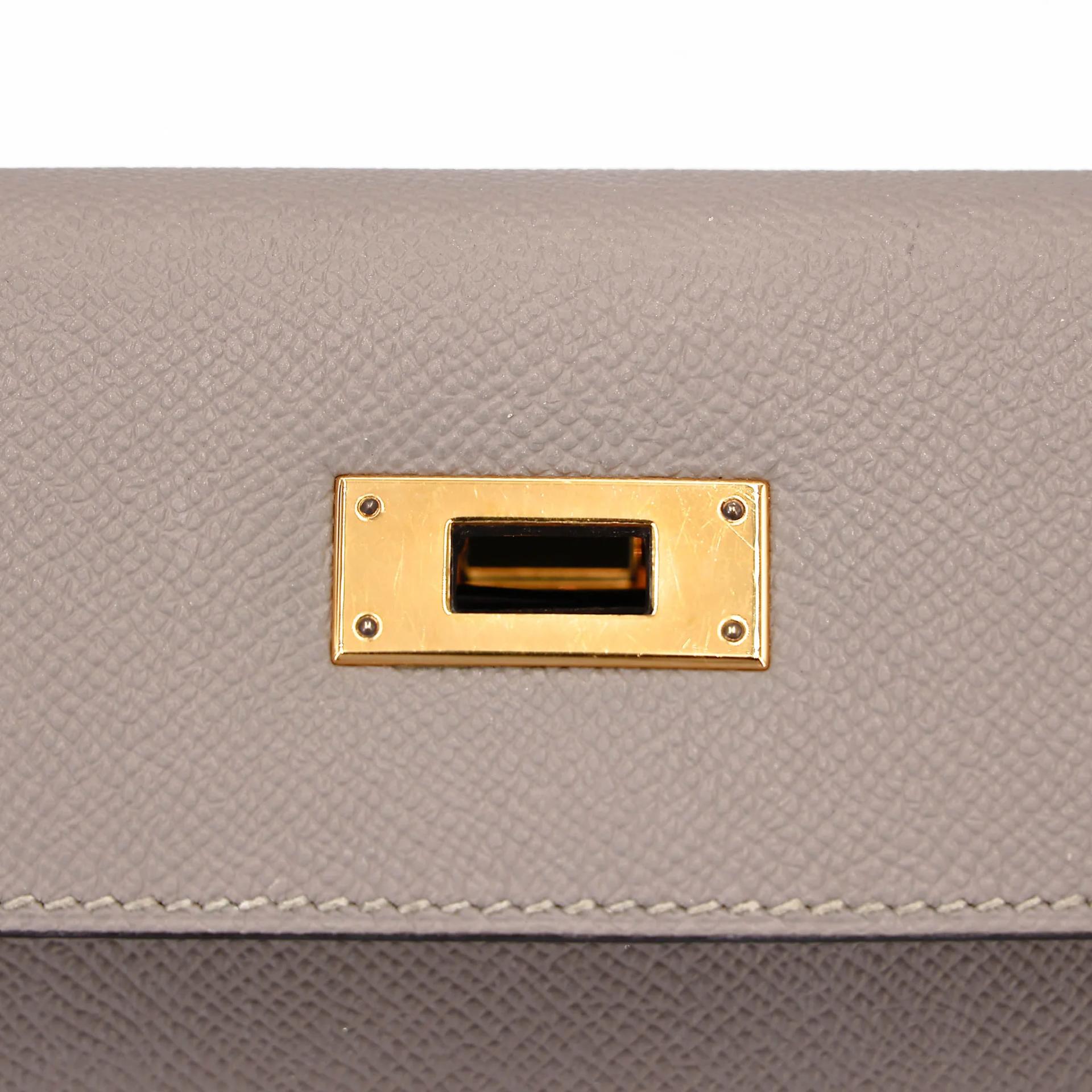 Very Good ( Rank A) HERMÈS Kelly 28 Seliier Gris Asphalte (M8) Epsom Gold hardware C (2018) - 30