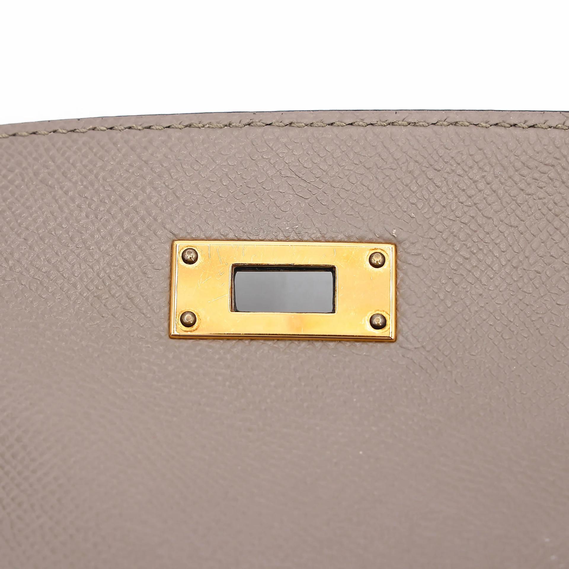 Very Good ( Rank A) HERMÈS Kelly 28 Seliier Gris Asphalte (M8) Epsom Gold hardware C (2018) - 31