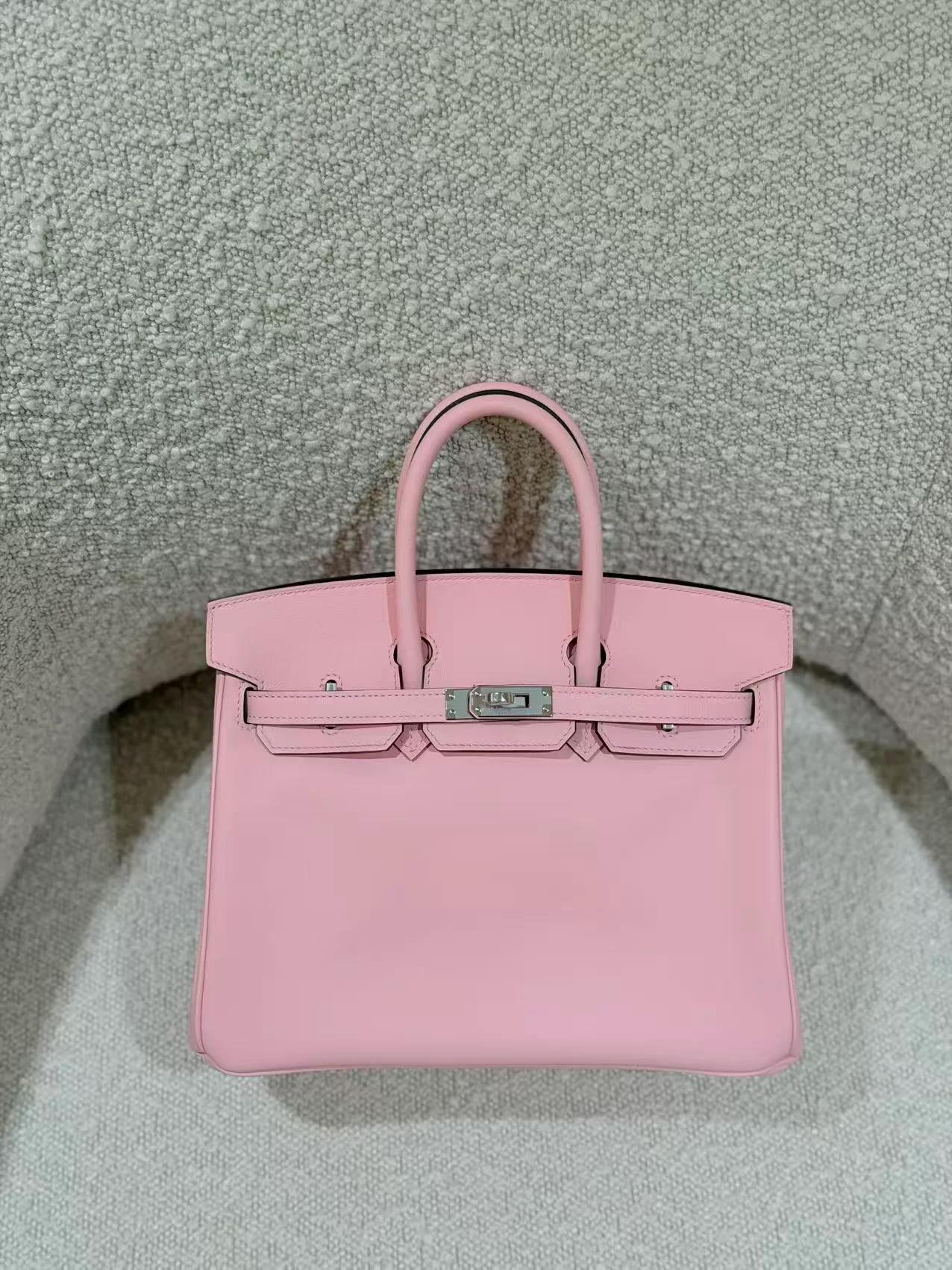Excellent ( Rank SA ) HERMÈS Birkin 25 Rose Sakura (3Q) Swift Palladium hardware W (2024) - 4