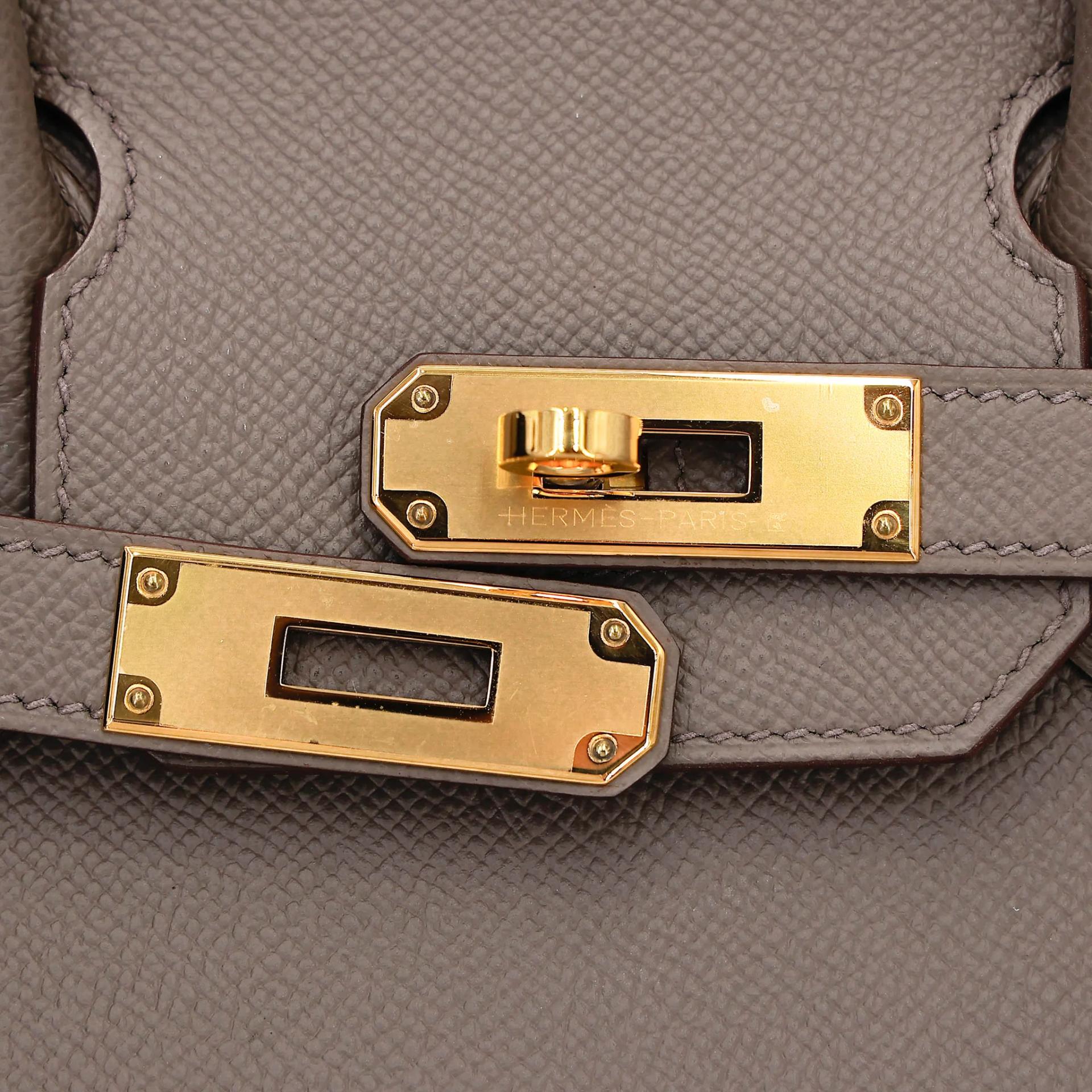 Very Good ( Rank A) HERMÈS Birkin 30 Sellier Etain (8F) Epsom Gold hardware Z (2021) - 9