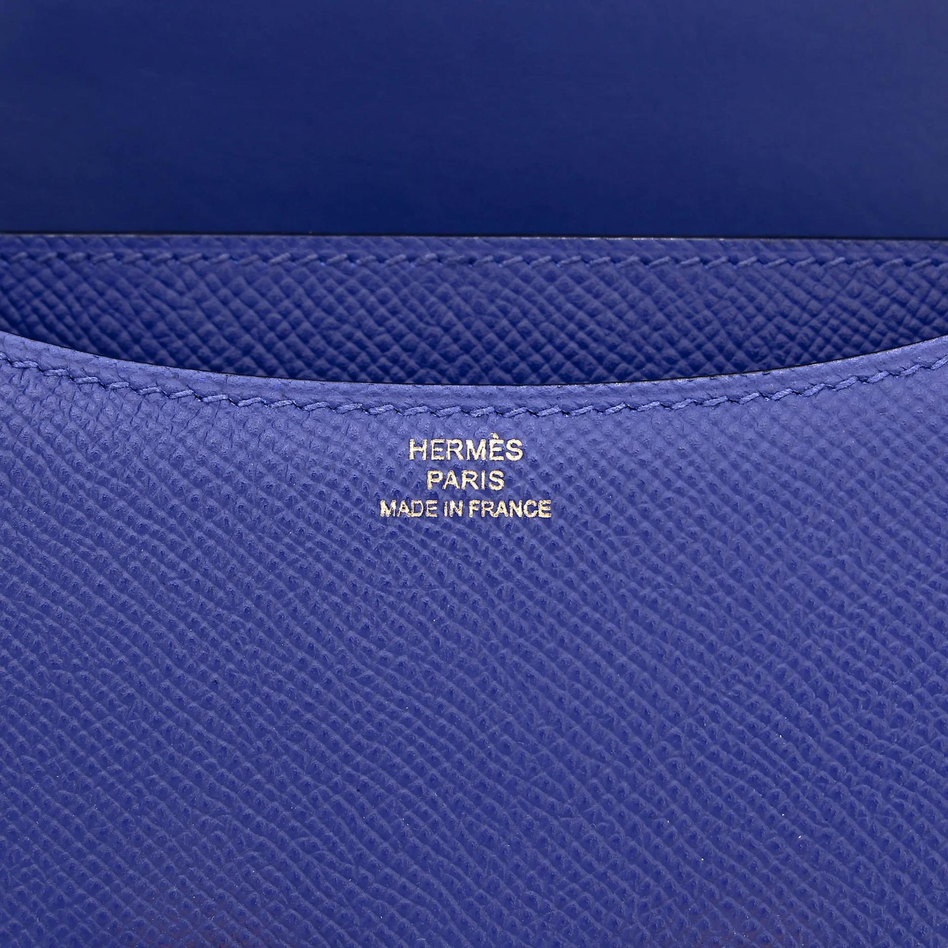 Excellent ( Rank SA ) HERMÈS Constance Mini Bleu Electrique (7T) Epsom Gold hardware C (2018) - 14