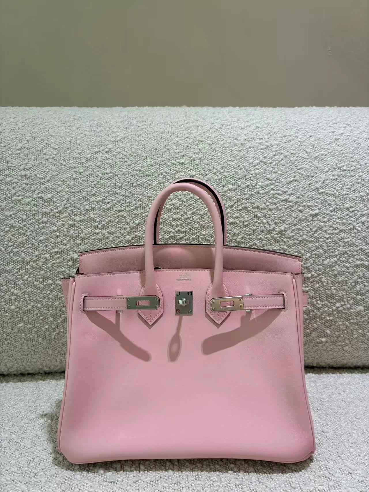 Excellent ( Rank SA ) HERMÈS Birkin 25 Rose Sakura (3Q) Swift Palladium hardware W (2024) - 7