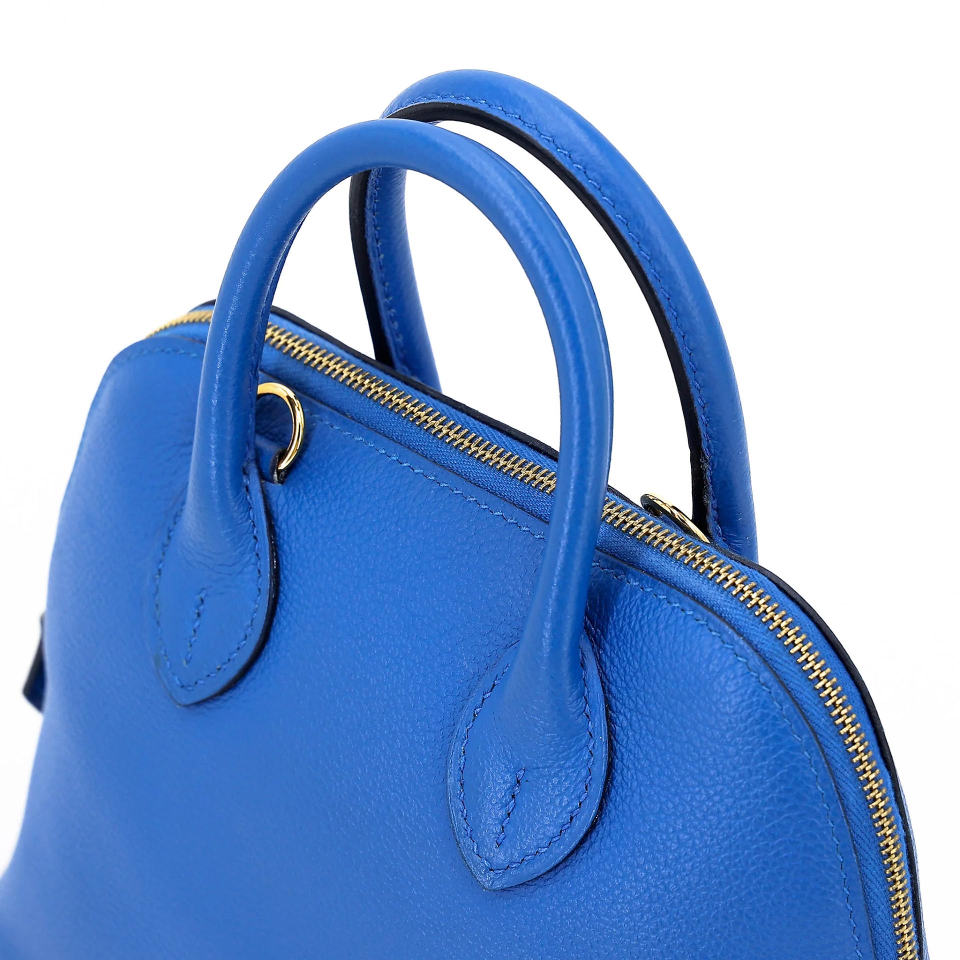 A美品 HERMÈS 愛馬仕 Mini Bolide 1923 I7 琉璃藍 Bleu Zellige Evercolor皮 金扣 C刻 2018年 - 3