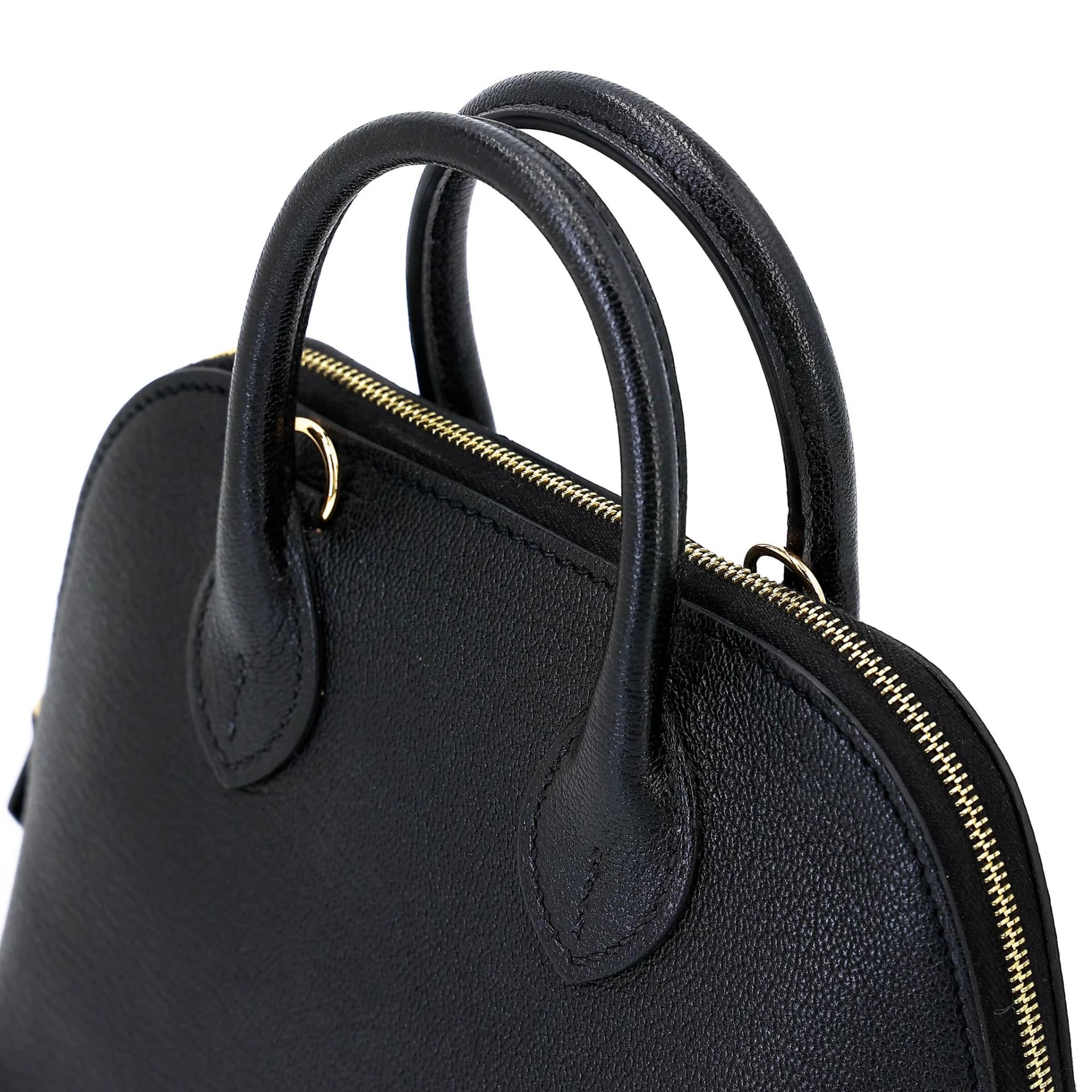 Excellent ( Rank SA ) HERMÈS Mini Bolide 1923 Noir (89) Chevre Gold hardware U (2022) - 3