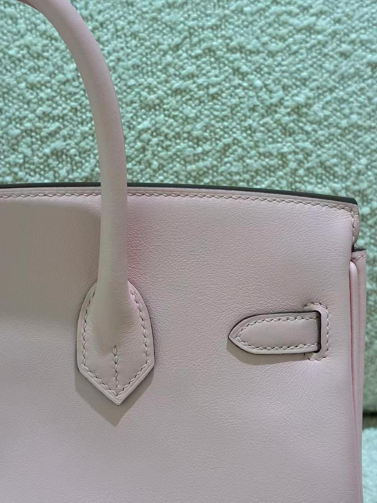 Excellent ( Rank SA ) HERMÈS Birkin 25 Rose Sakura (3Q) Swift Palladium hardware W (2024) - 15