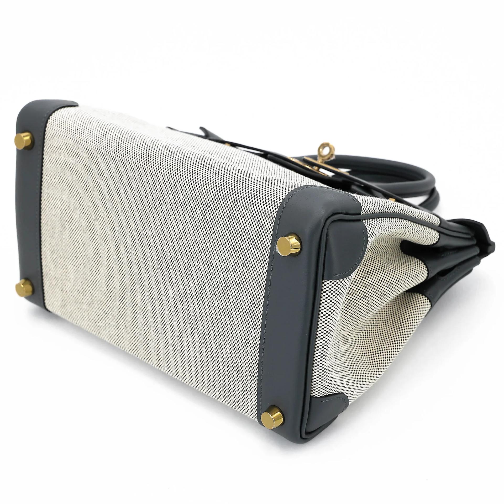 Unused ( Rank NS ) HERMÈS Birkin 25 Gris misty (H0) Toile H canvas Swift Permabrass hardware W (2024) - 4
