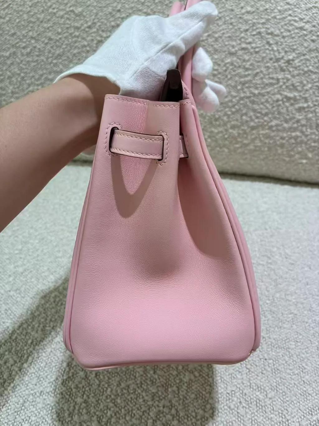 Excellent ( Rank SA ) HERMÈS Birkin 25 Rose Sakura (3Q) Swift Palladium hardware W (2024) - 11
