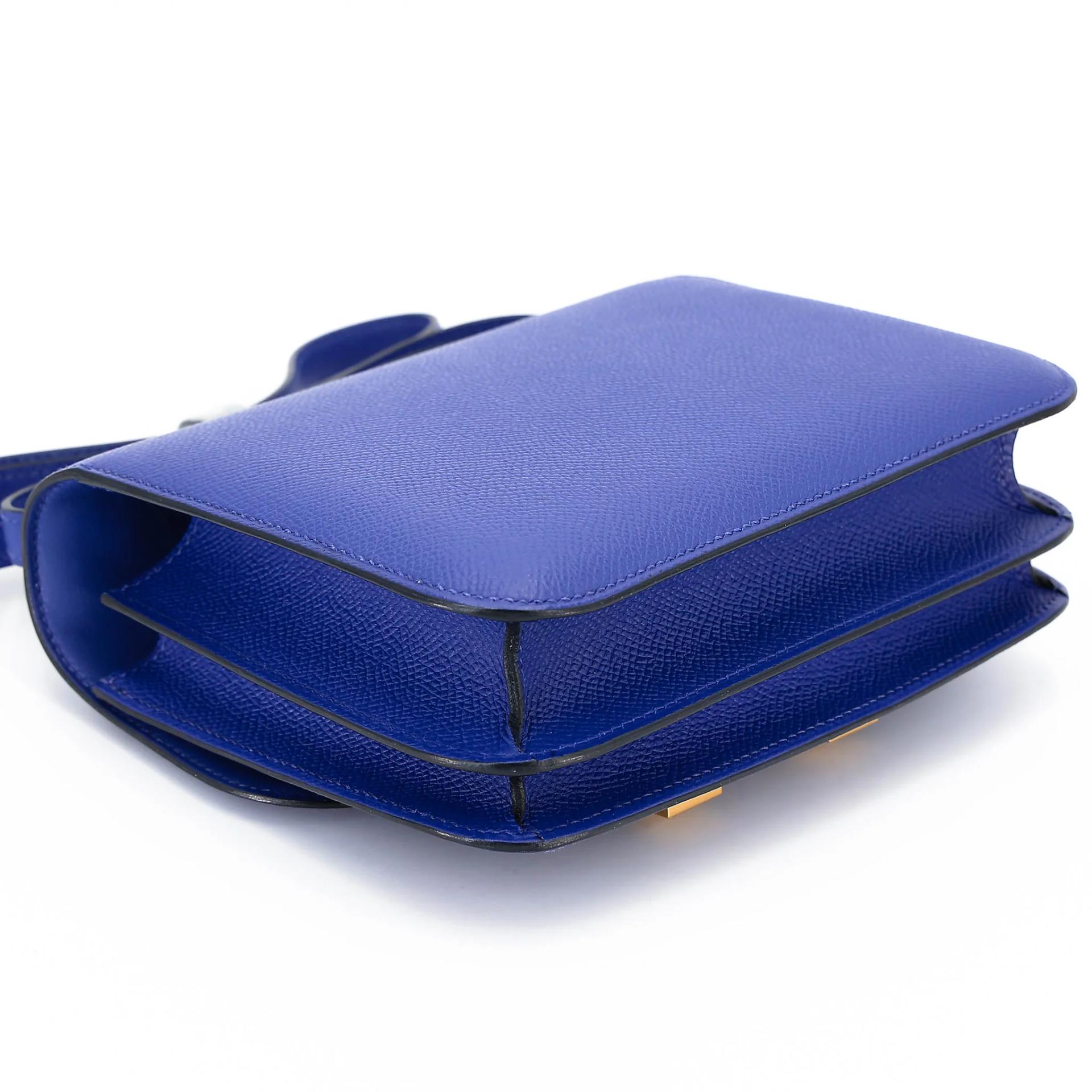 Excellent ( Rank SA ) HERMÈS Constance Mini Bleu Electrique (7T) Epsom Gold hardware C (2018) - 7