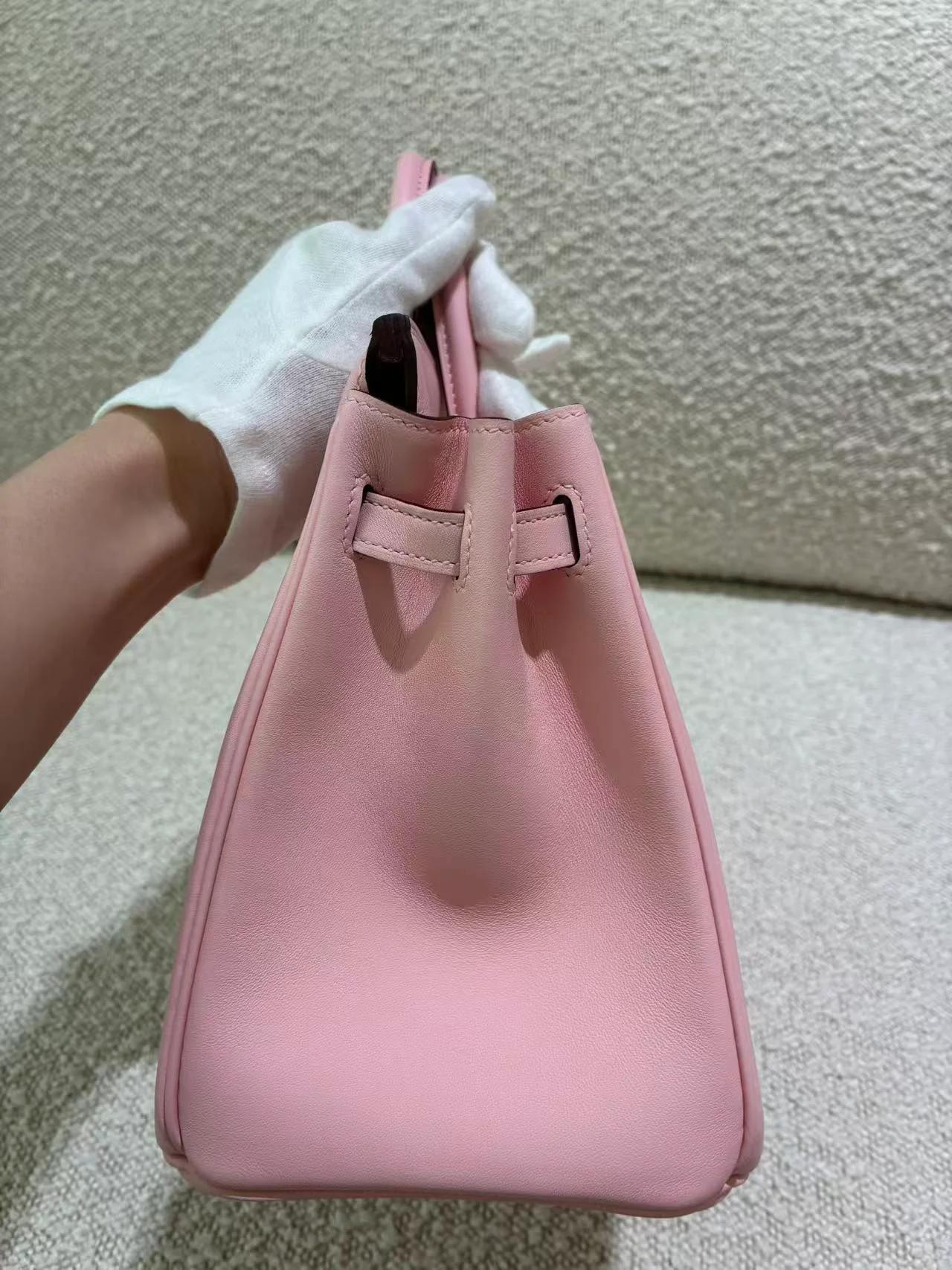 Excellent ( Rank SA ) HERMÈS Birkin 25 Rose Sakura (3Q) Swift Palladium hardware W (2024) - 12