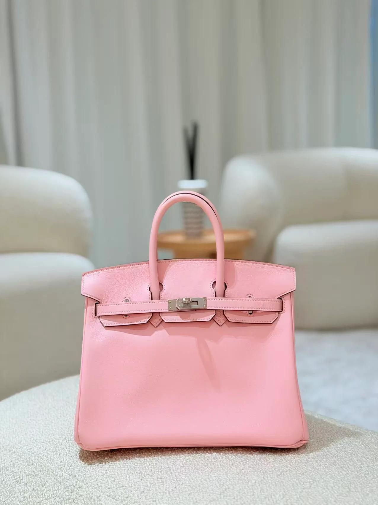Excellent ( Rank SA ) HERMÈS Birkin 25 Rose Sakura (3Q) Swift Palladium hardware W (2024) - 3