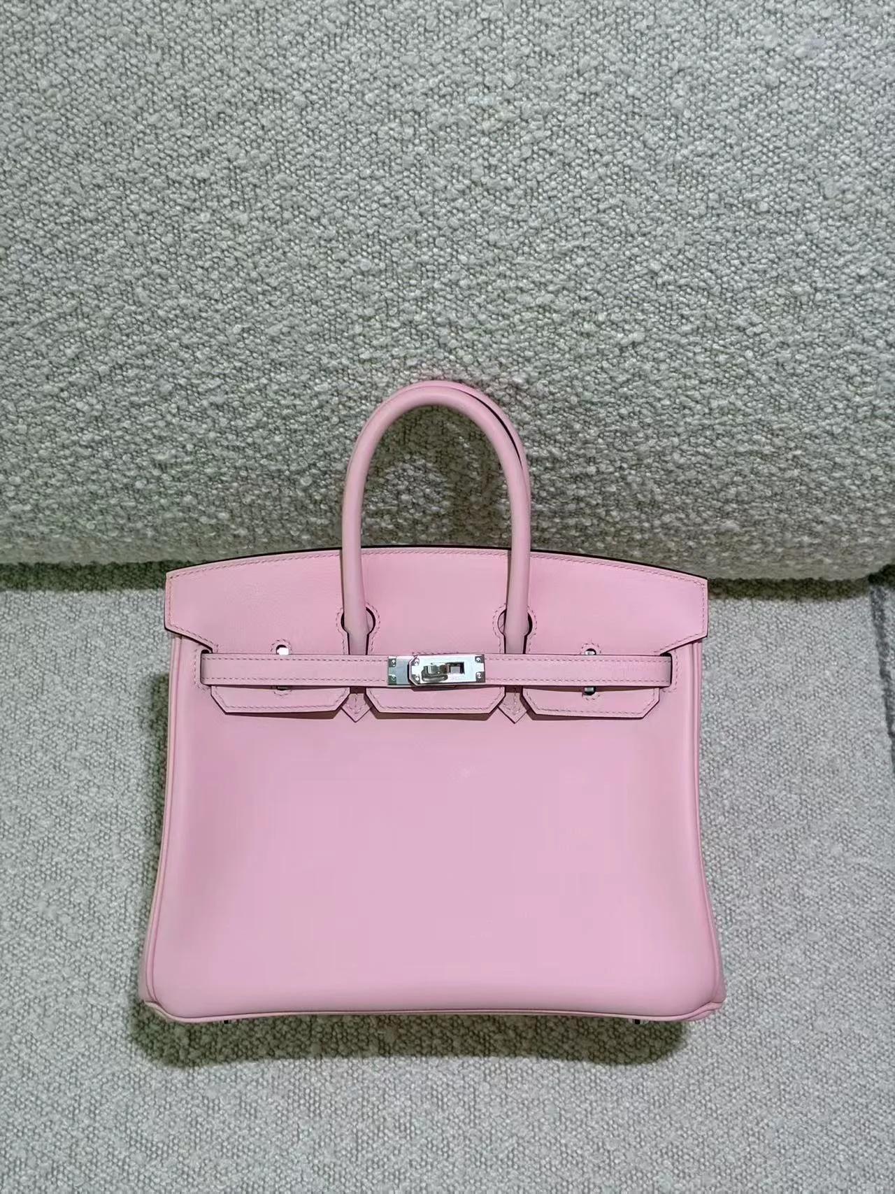 Excellent ( Rank SA ) HERMÈS Birkin 25 Rose Sakura (3Q) Swift Palladium hardware W (2024) - 6