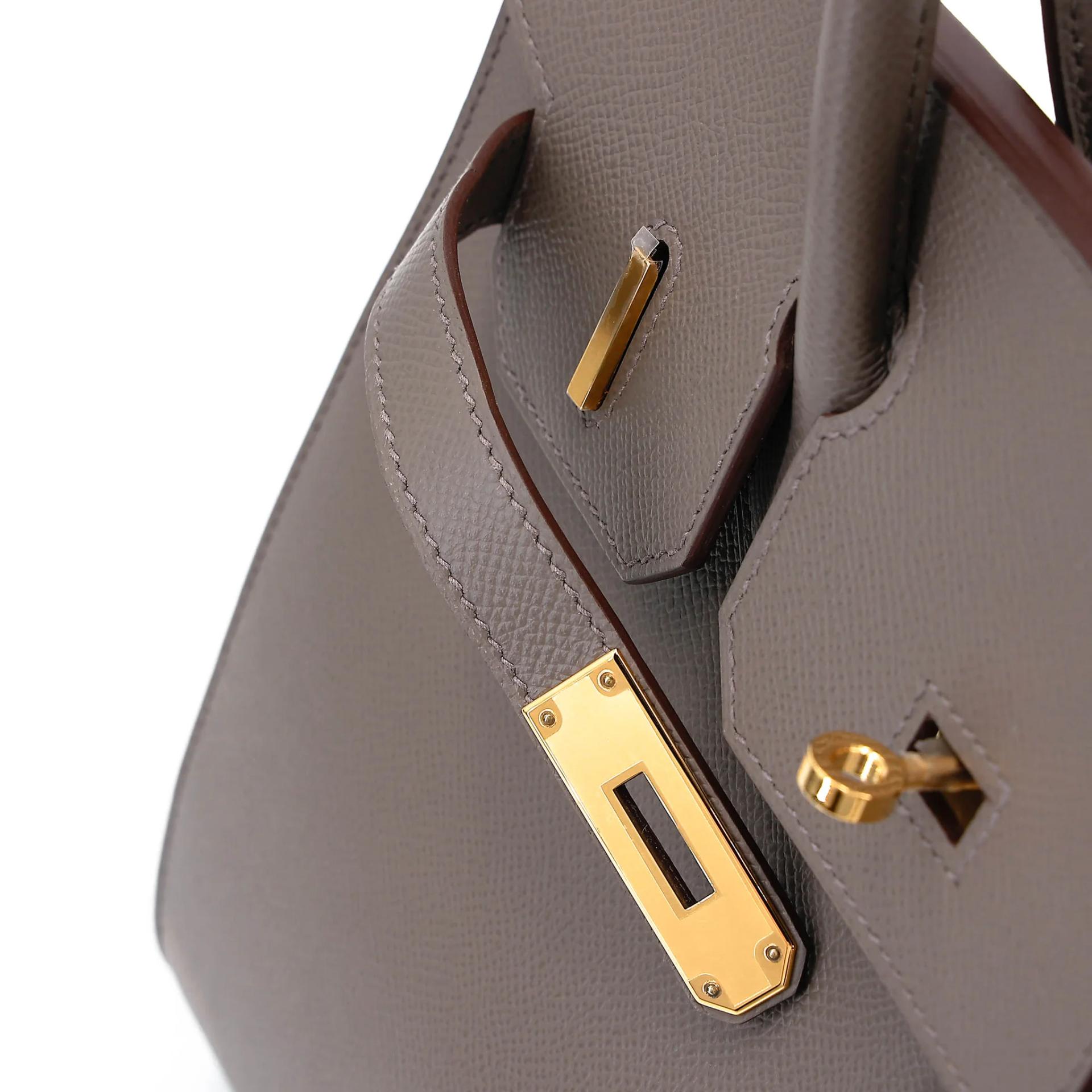 Very Good ( Rank A) HERMÈS Birkin 30 Sellier Etain (8F) Epsom Gold hardware Z (2021) - 14