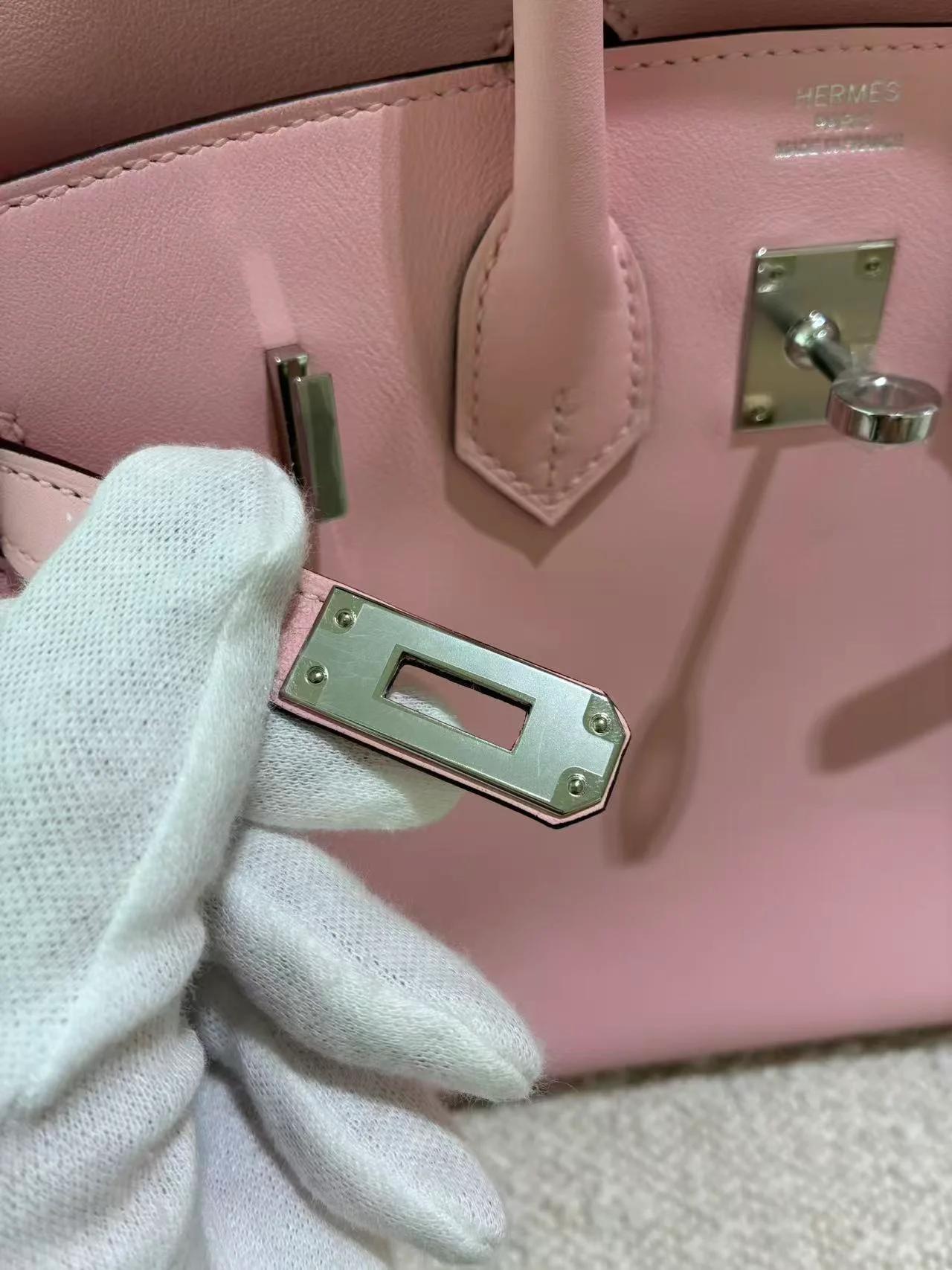 Excellent ( Rank SA ) HERMÈS Birkin 25 Rose Sakura (3Q) Swift Palladium hardware W (2024) - 23