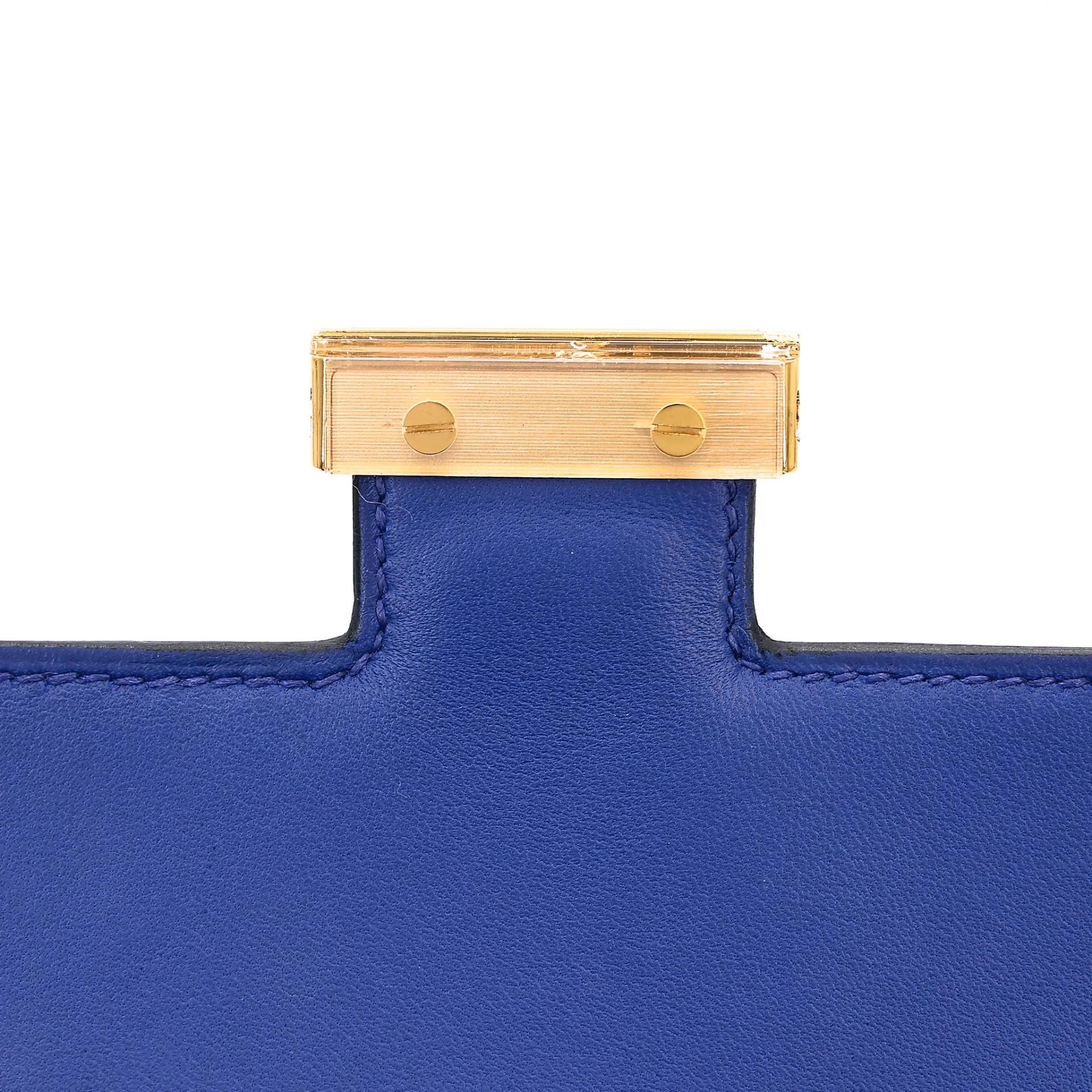 Excellent ( Rank SA ) HERMÈS Constance Mini Bleu Electrique (7T) Epsom Gold hardware C (2018) - 10