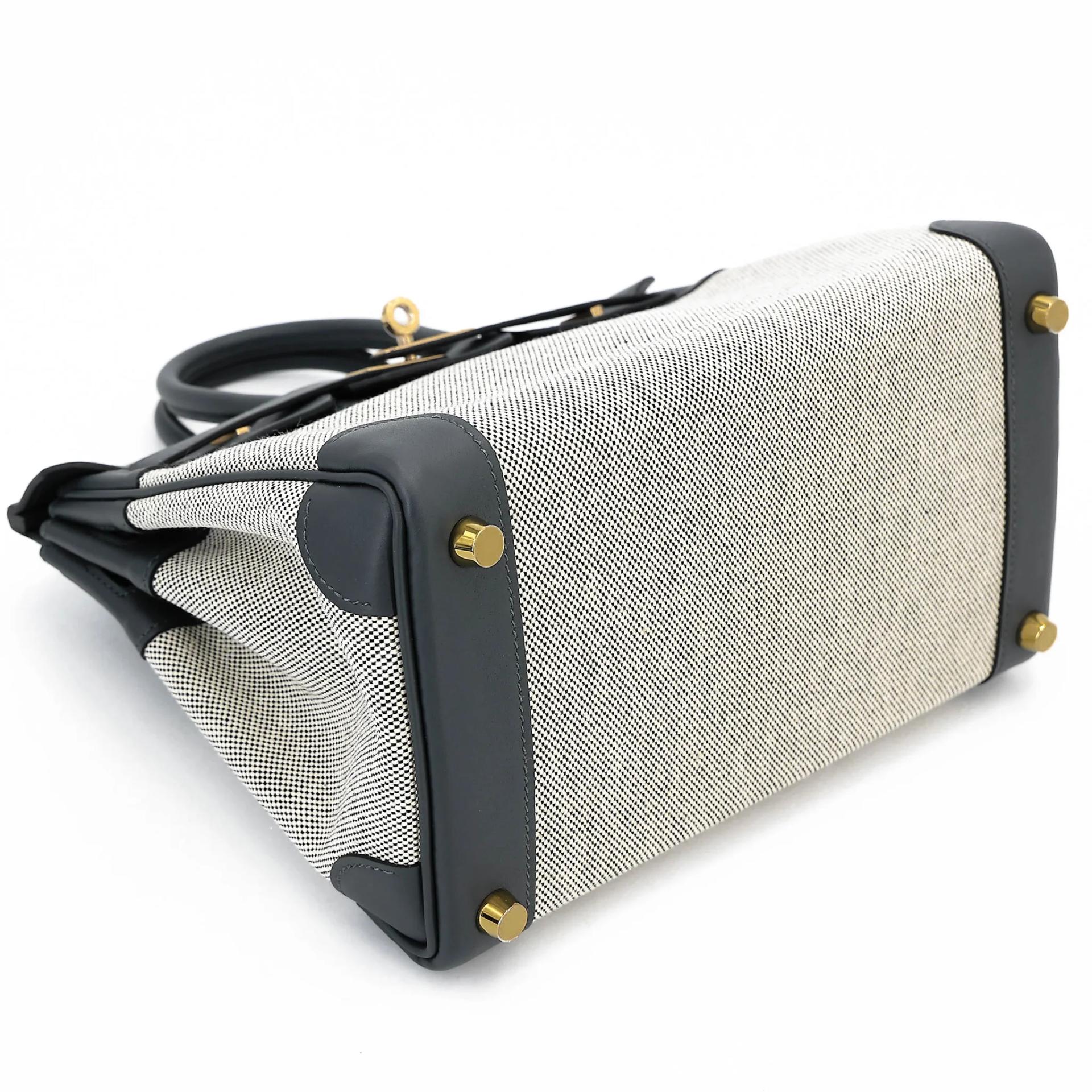 Unused ( Rank NS ) HERMÈS Birkin 25 Gris misty (H0) Toile H canvas Swift Permabrass hardware W (2024) - 5