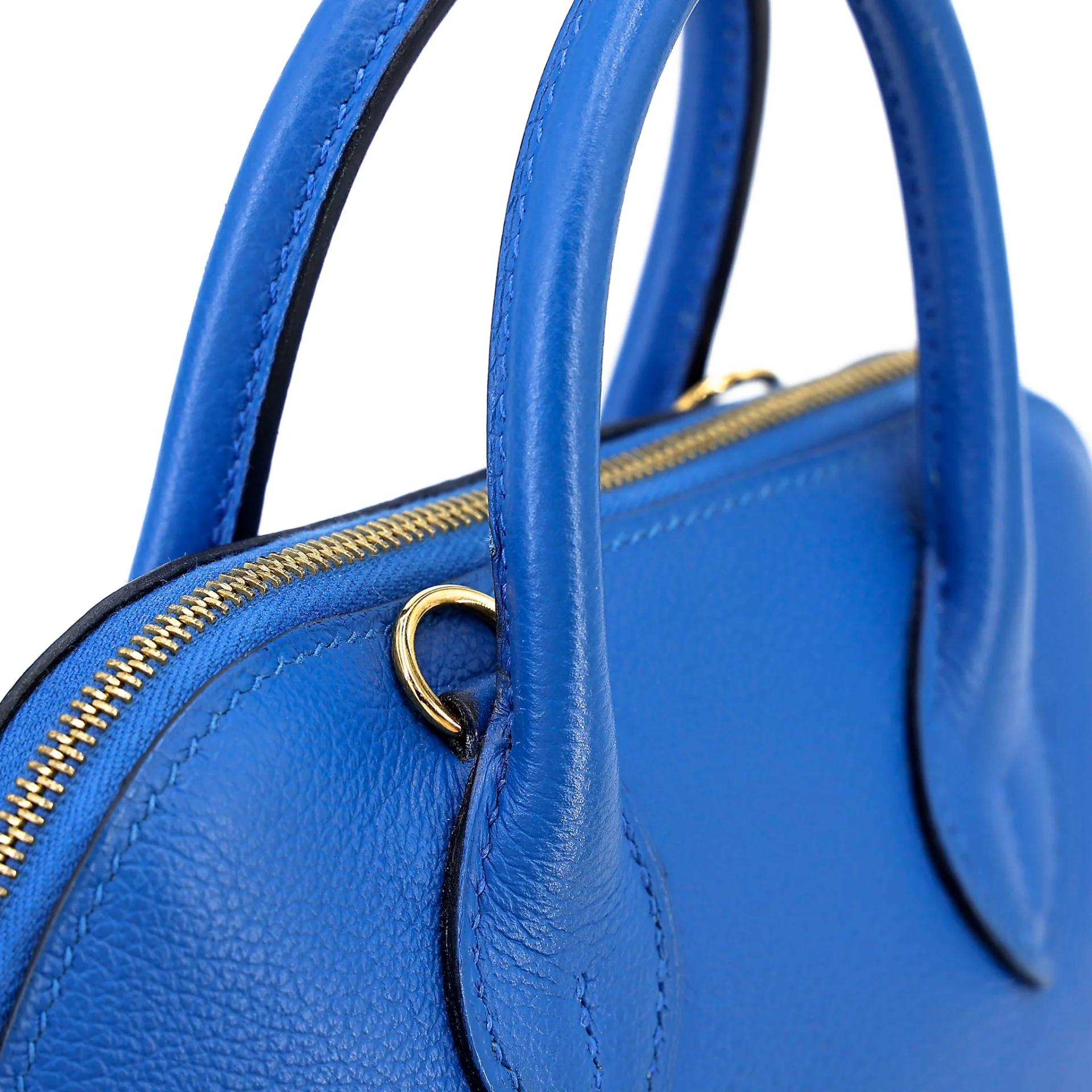 A美品 HERMÈS 愛馬仕 Mini Bolide 1923 I7 琉璃藍 Bleu Zellige Evercolor皮 金扣 C刻 2018年 - 10