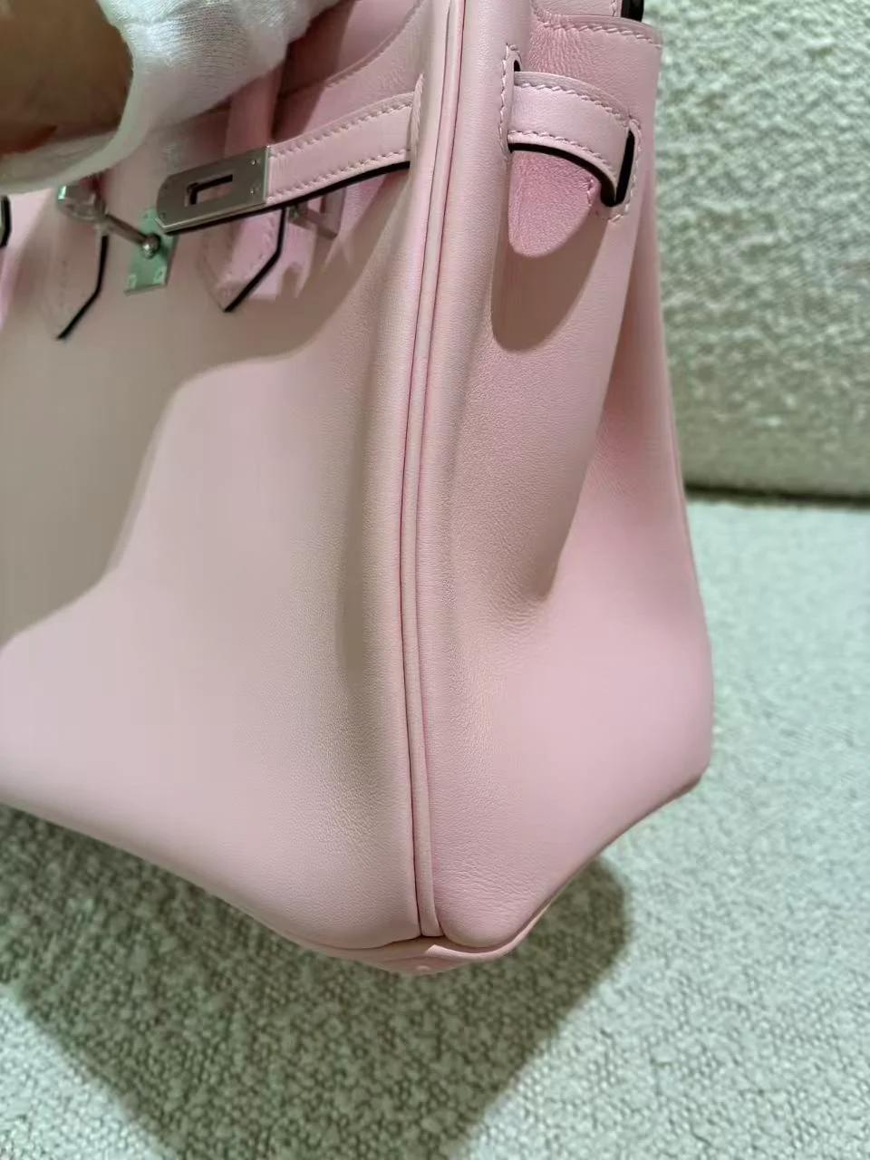 Excellent ( Rank SA ) HERMÈS Birkin 25 Rose Sakura (3Q) Swift Palladium hardware W (2024) - 18