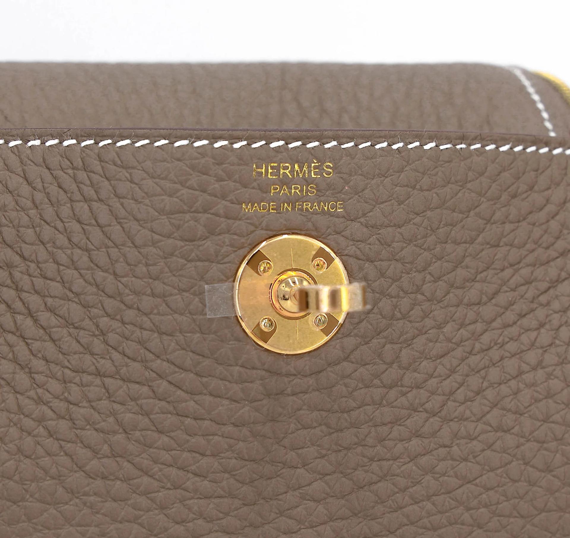 全新 HERMÈS 愛馬仕 Mini Lindy 二代 18 大象灰 Etoupe Clemence小牛皮 金扣 G刻 2026年 - 12